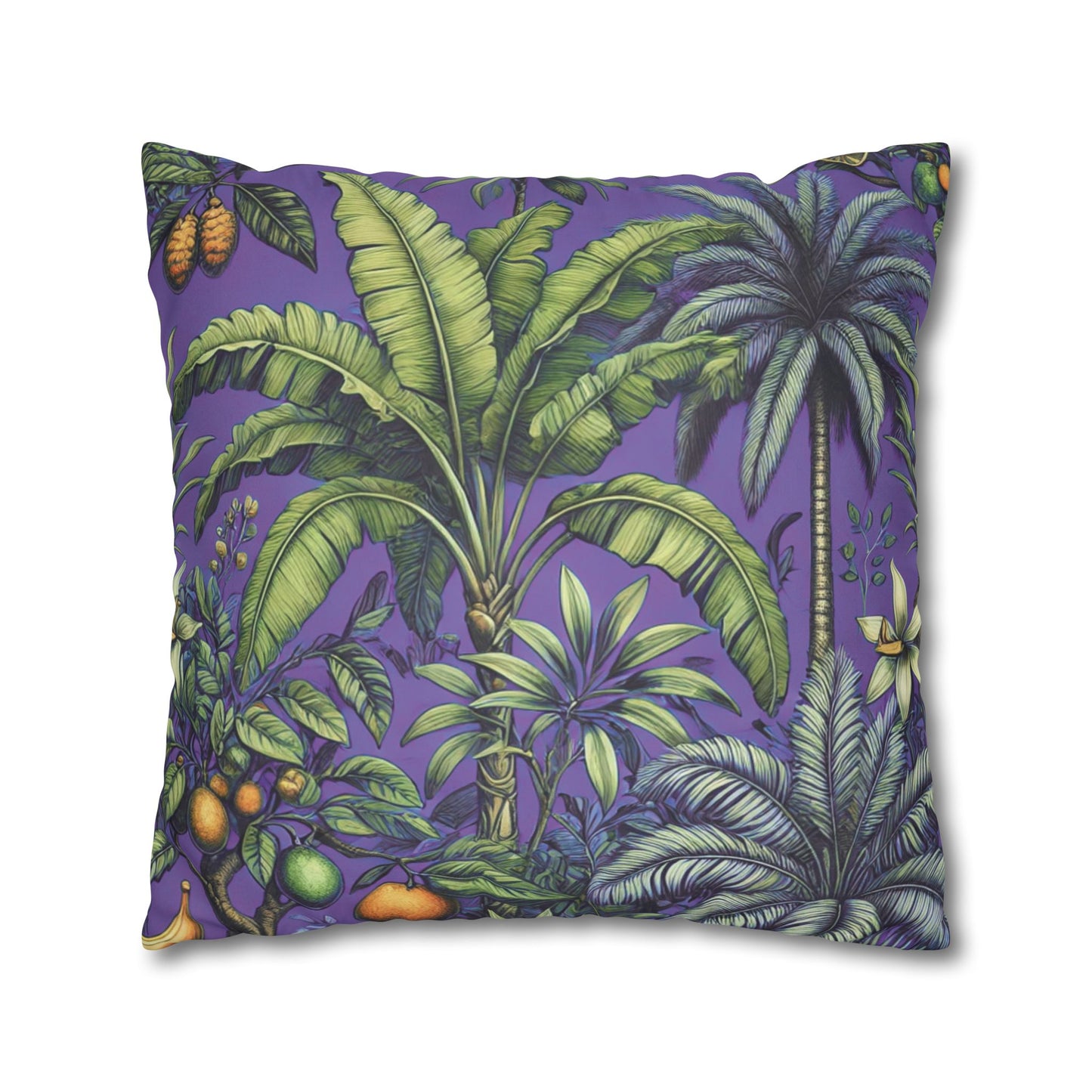 Faux Suede Square Pillowcase - Tropical Fruit, Purple