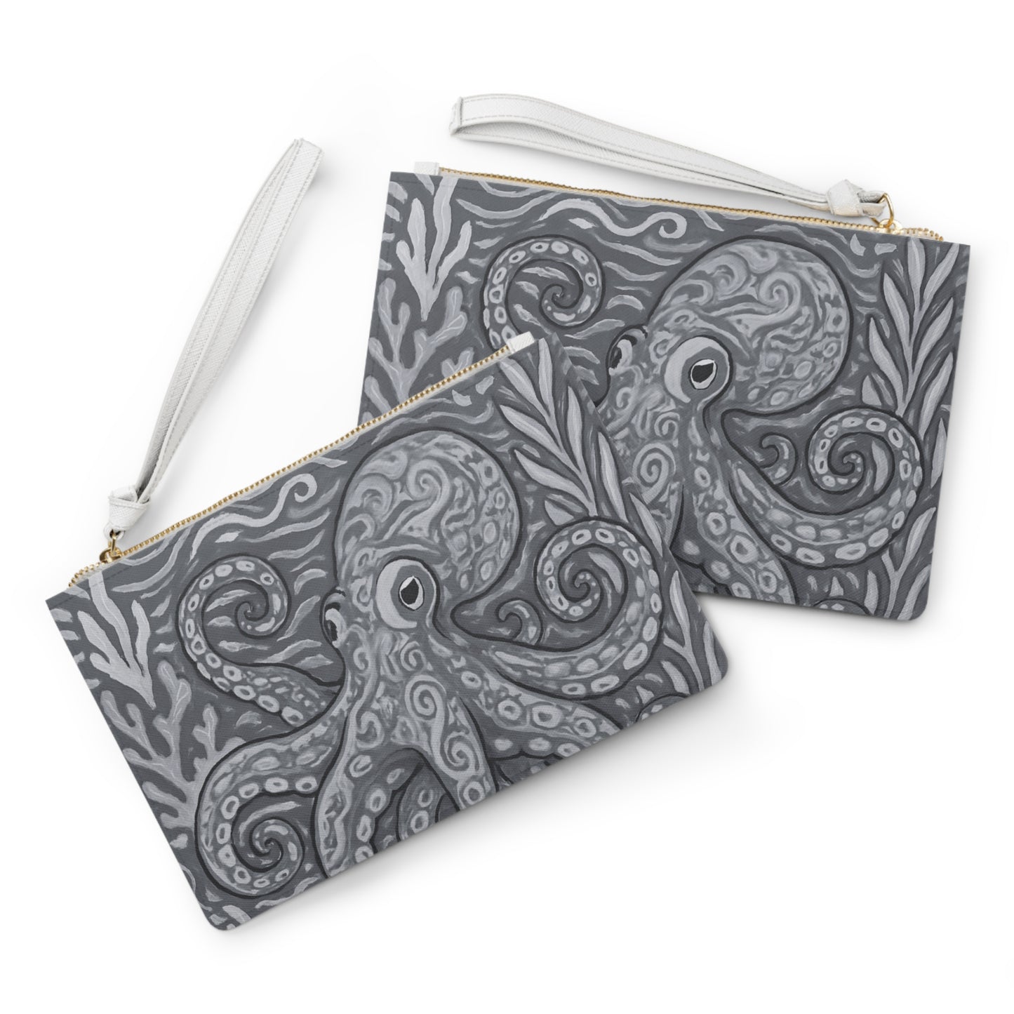 Tropical Faux Leather Clutch Bag - Perfect for Beach Adventures & Summer Vacations / Octopus Kraken Joe, Noir