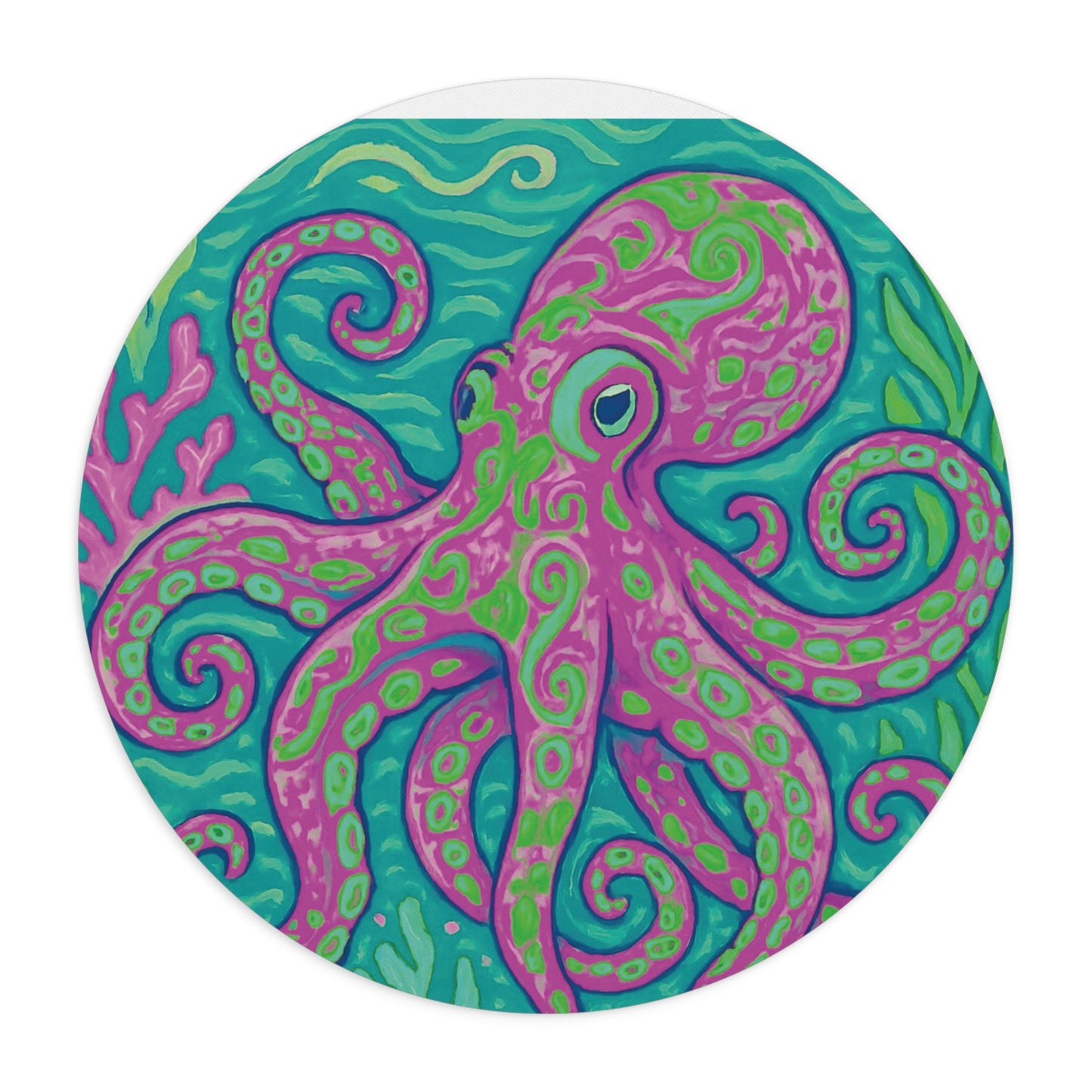 Tropical Mouse Pad, 2 Shapes - Beach Vibes for Home Office & Gamer / Octopus Kraken Joe, Purple