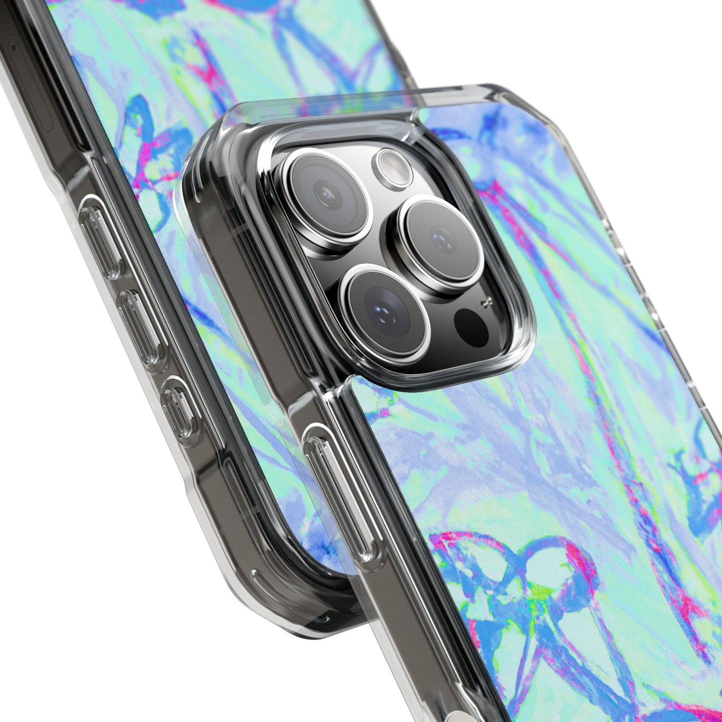 Tropical Doodles/Blue Magnetic Clear Phone Case, Many Models