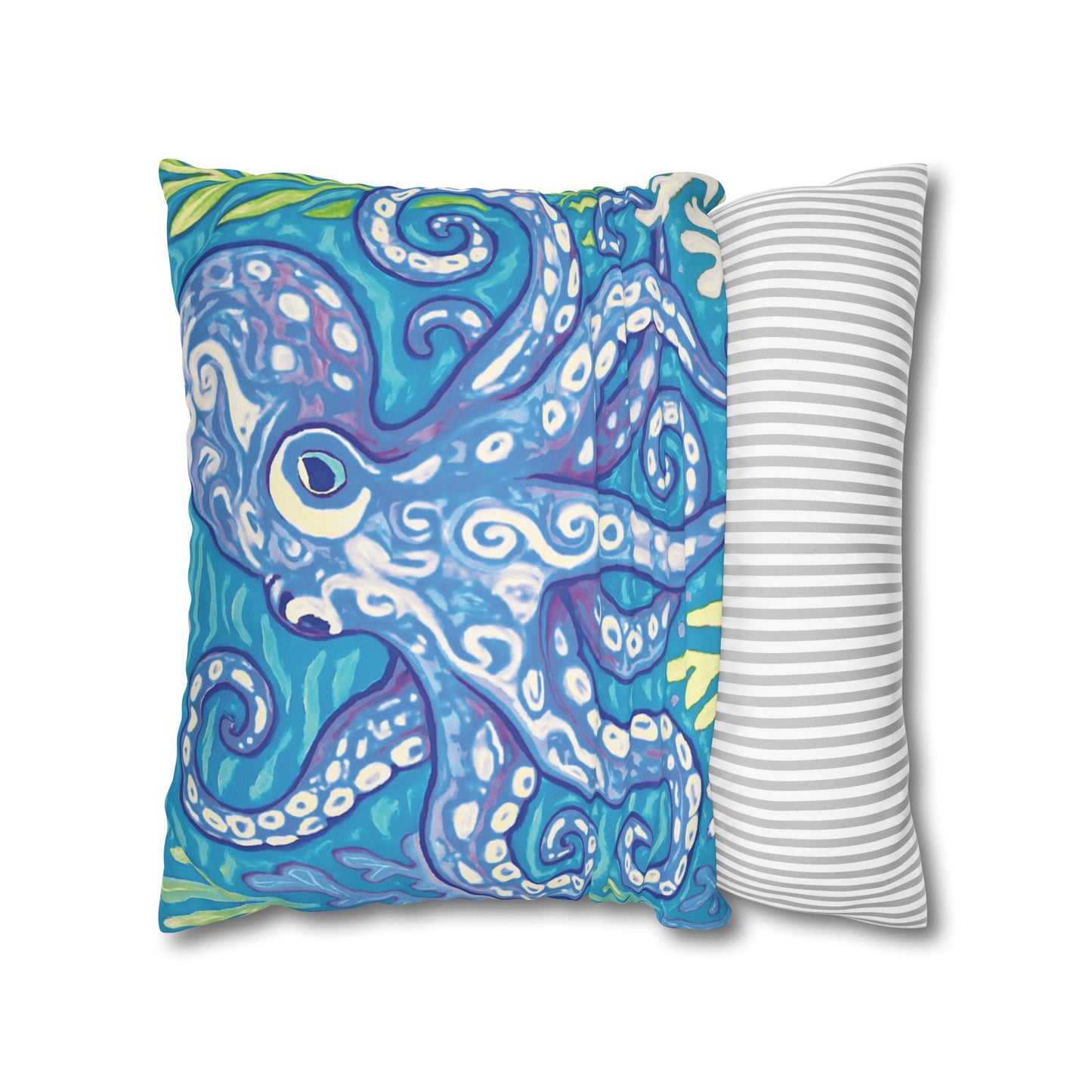 Faux Suede Square Pillowcase - Blue Kraken Joe