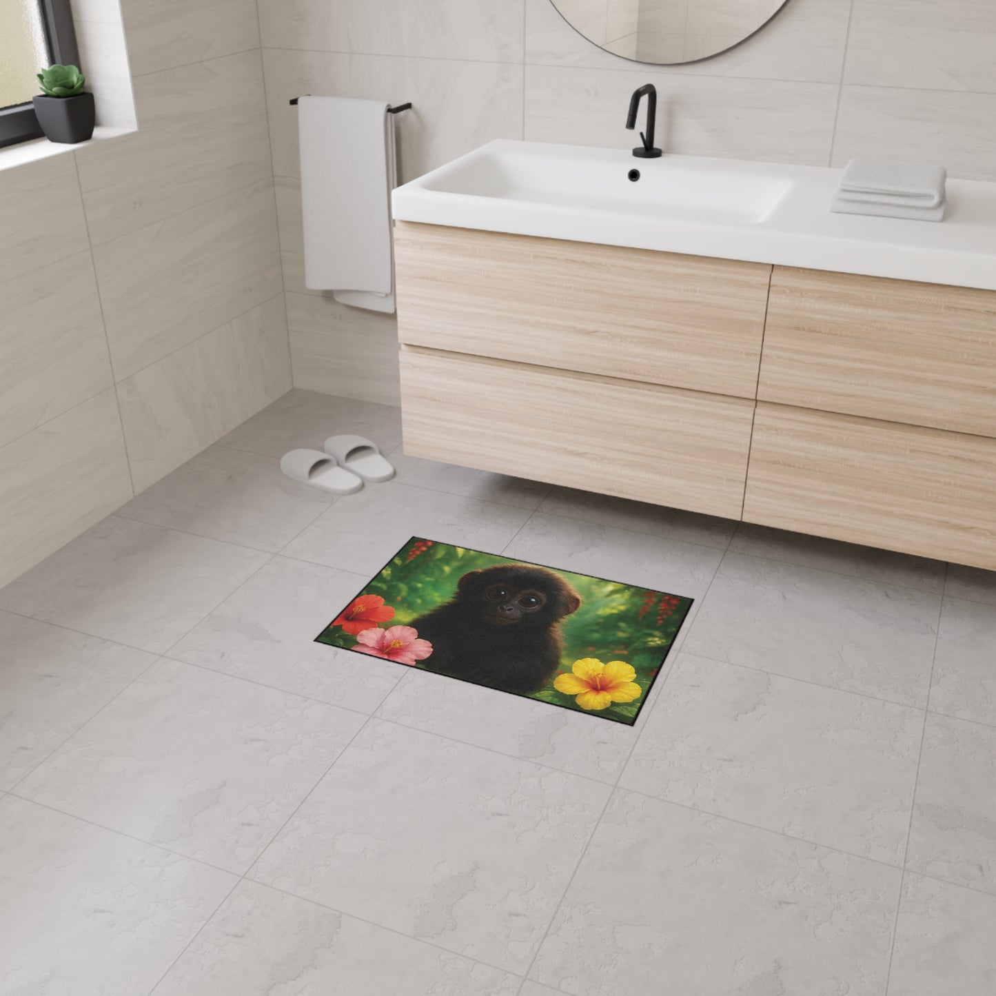 Heavy Duty Floor Mat, 5 Sizes – Tropical Area Rug for Home Décor / Baby Howler Monkey