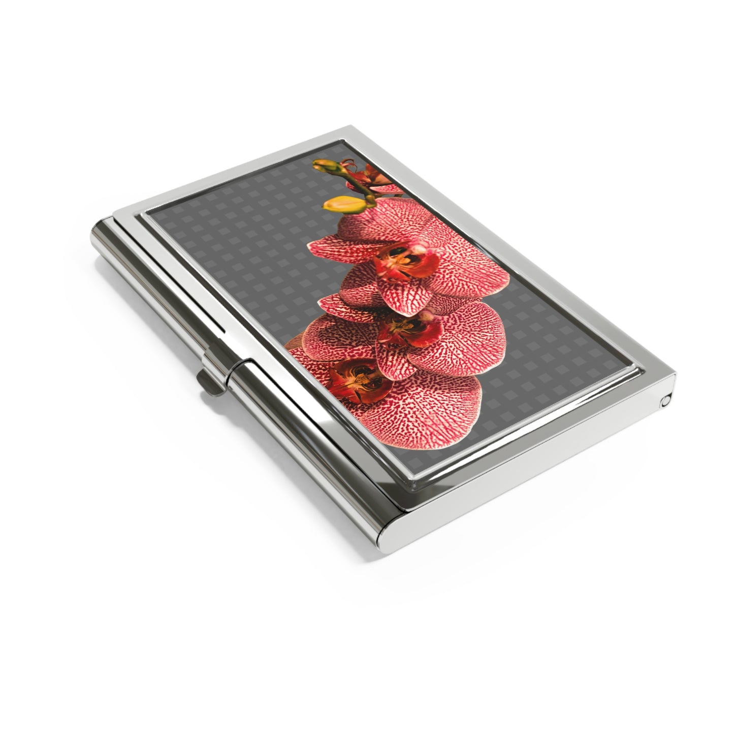 Business Card Holder - Red Orchid / Grey Wicker