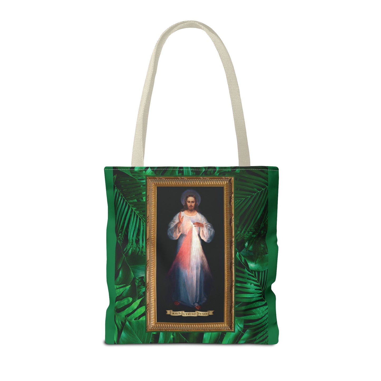 Religious Divine Mercy Tropical Tote Bag - 3 Sizes