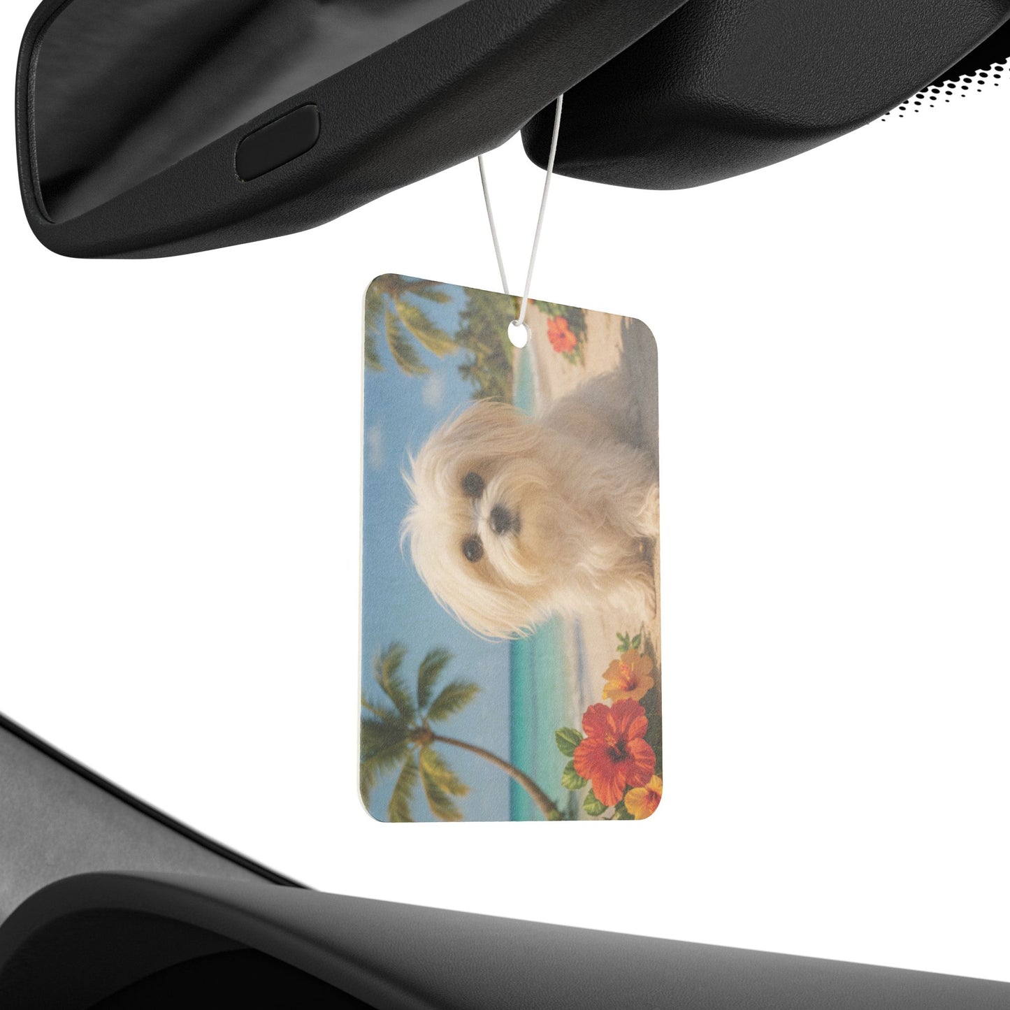 Puppy Ariel on the Beach Car Air Freshener - Vibrant Tropical Aromatic Décor
