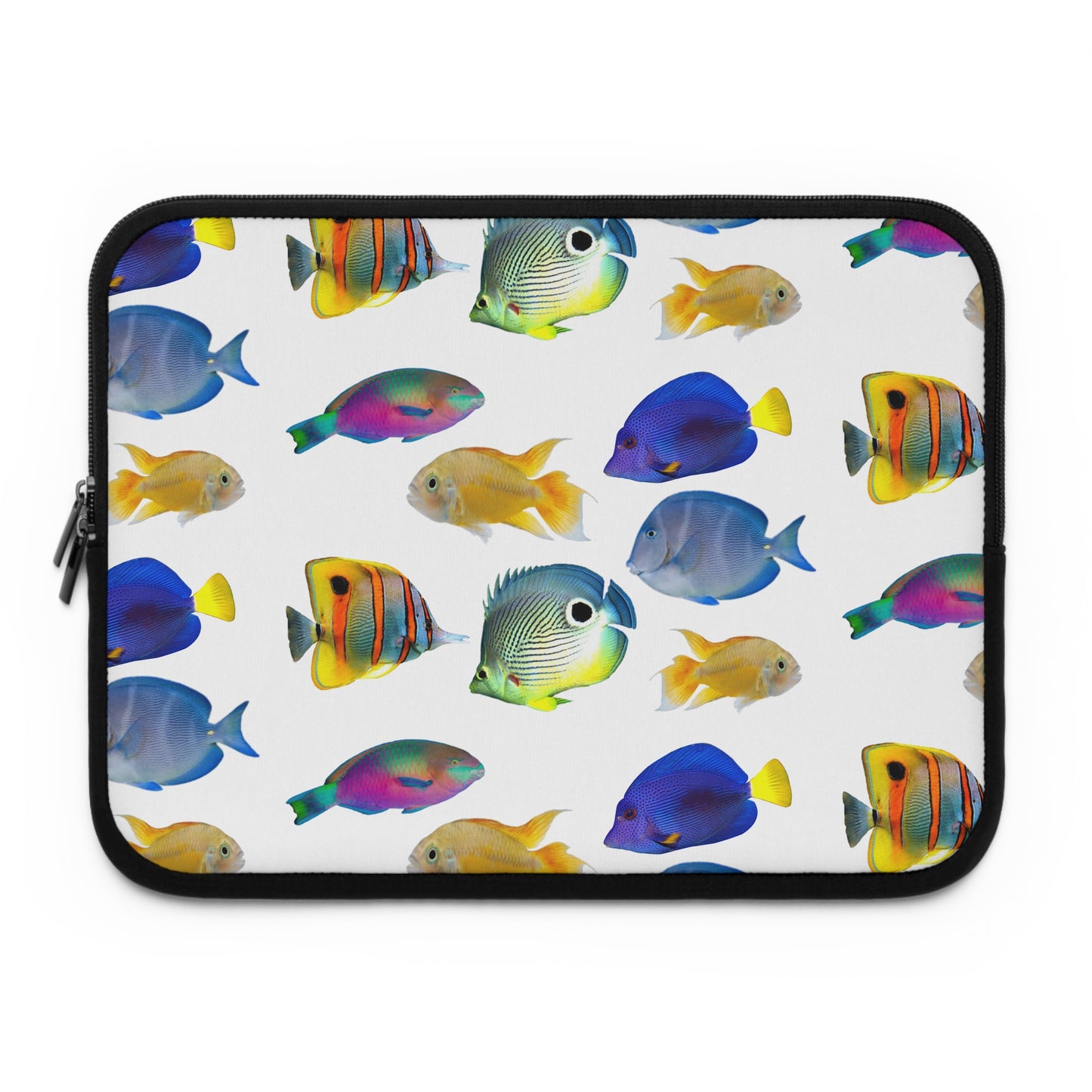 Tropical Laptop Sleeve, 5 Sizes - Perfect for Beach Lovers & Students / School of Fish, White
