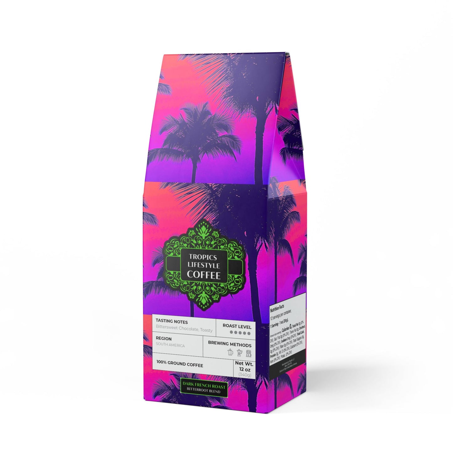 Black Coral Blend™ (Dark French Roast) Specialty Grade Craft Coffee / Palm Glow, Pop
