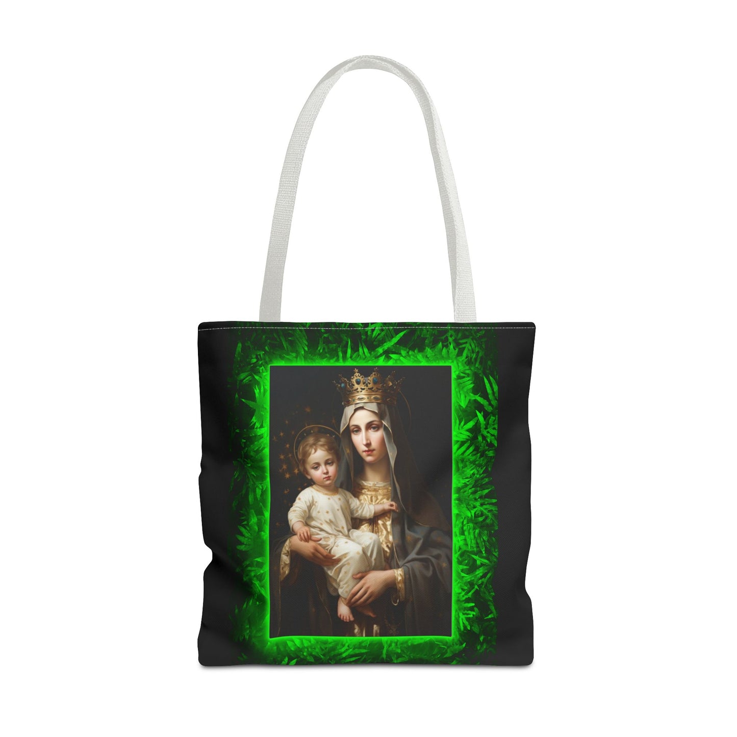 Religious Our Lady of Mt. Carmel Tropical Glow Tote Bag - 3 Sizes