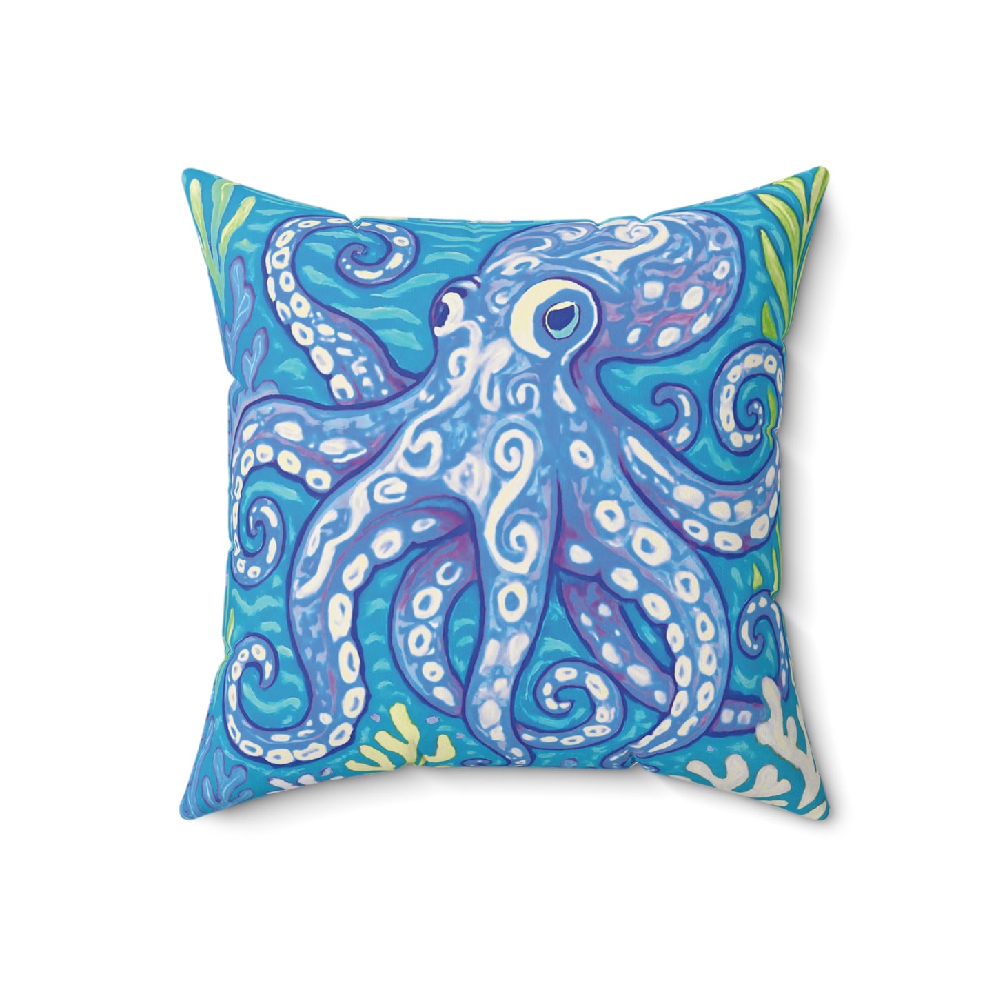 Decorative Pillow - Accent Cushion, 4 Sizes / Octopus Kraken Joe, Blue