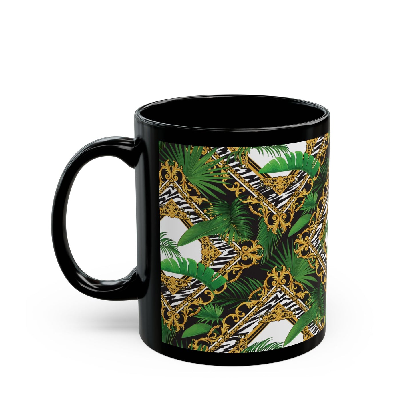 Black Mug (11oz, 15oz), Jungle Luxe, White