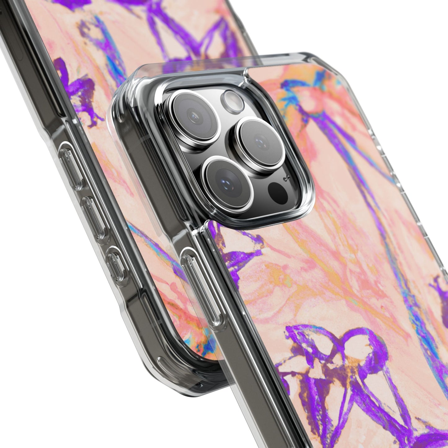 Tropical Doodles/Peach Magnetic Clear Phone Case, Many Models