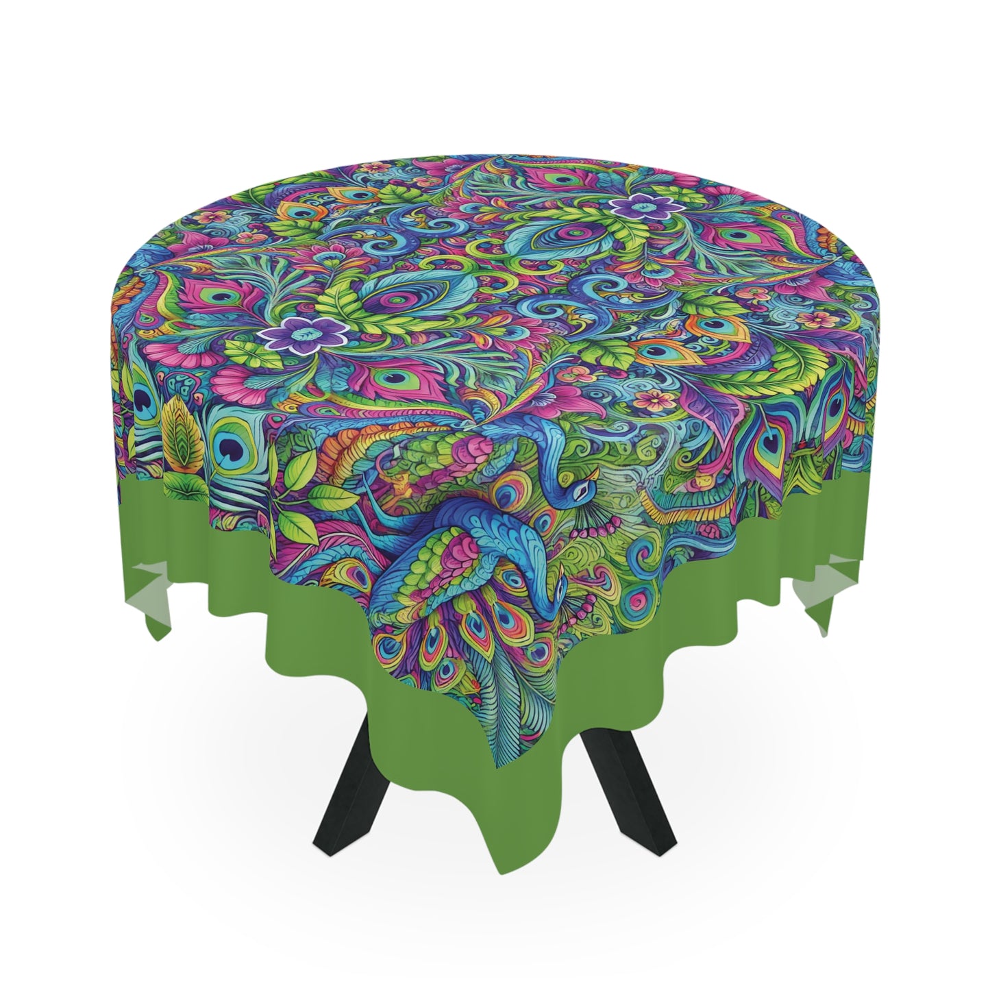 Peacock Prism/Green ~ Square Tablecloth, 55" x 55"