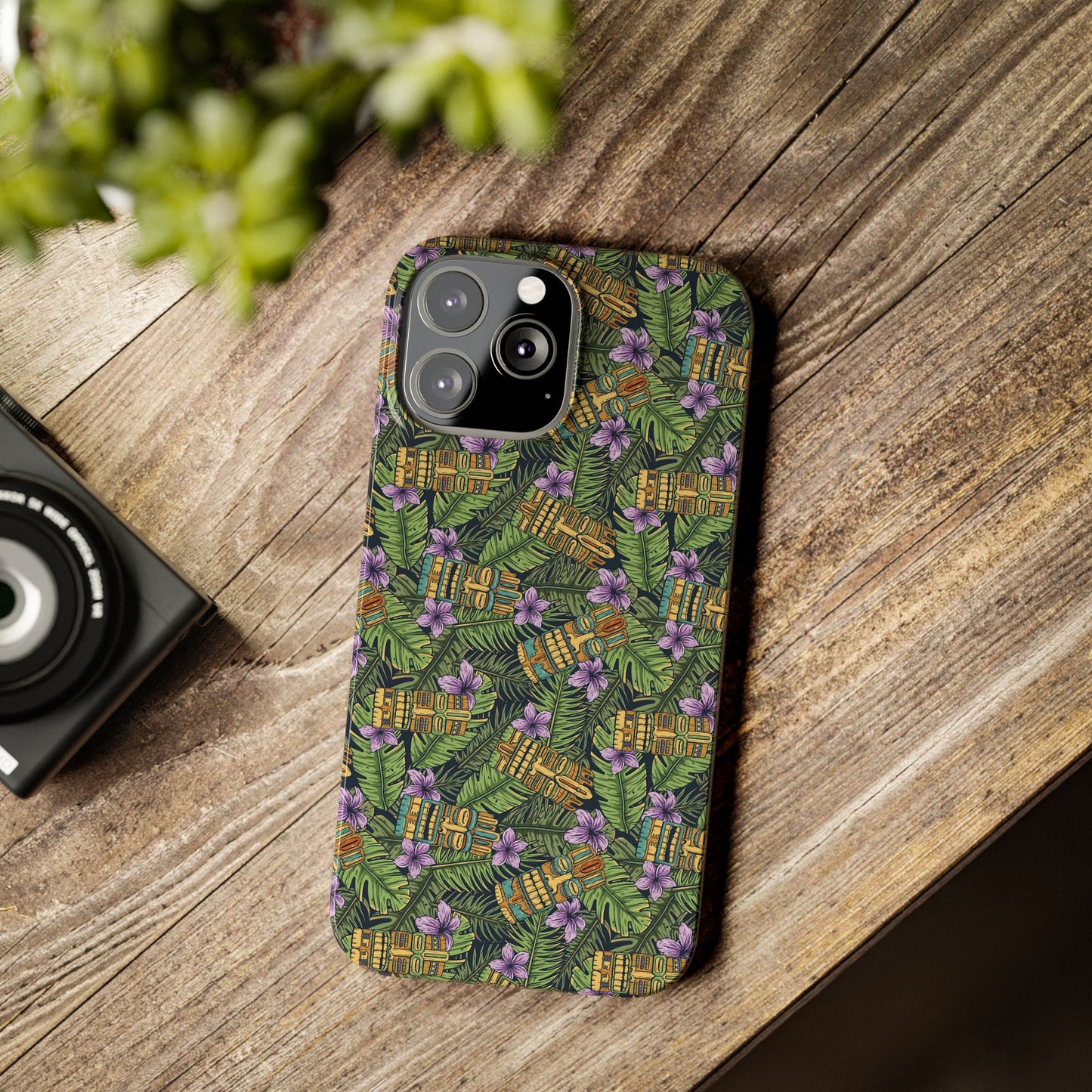 Slim Phone Cases - Tiki Purple Greenery