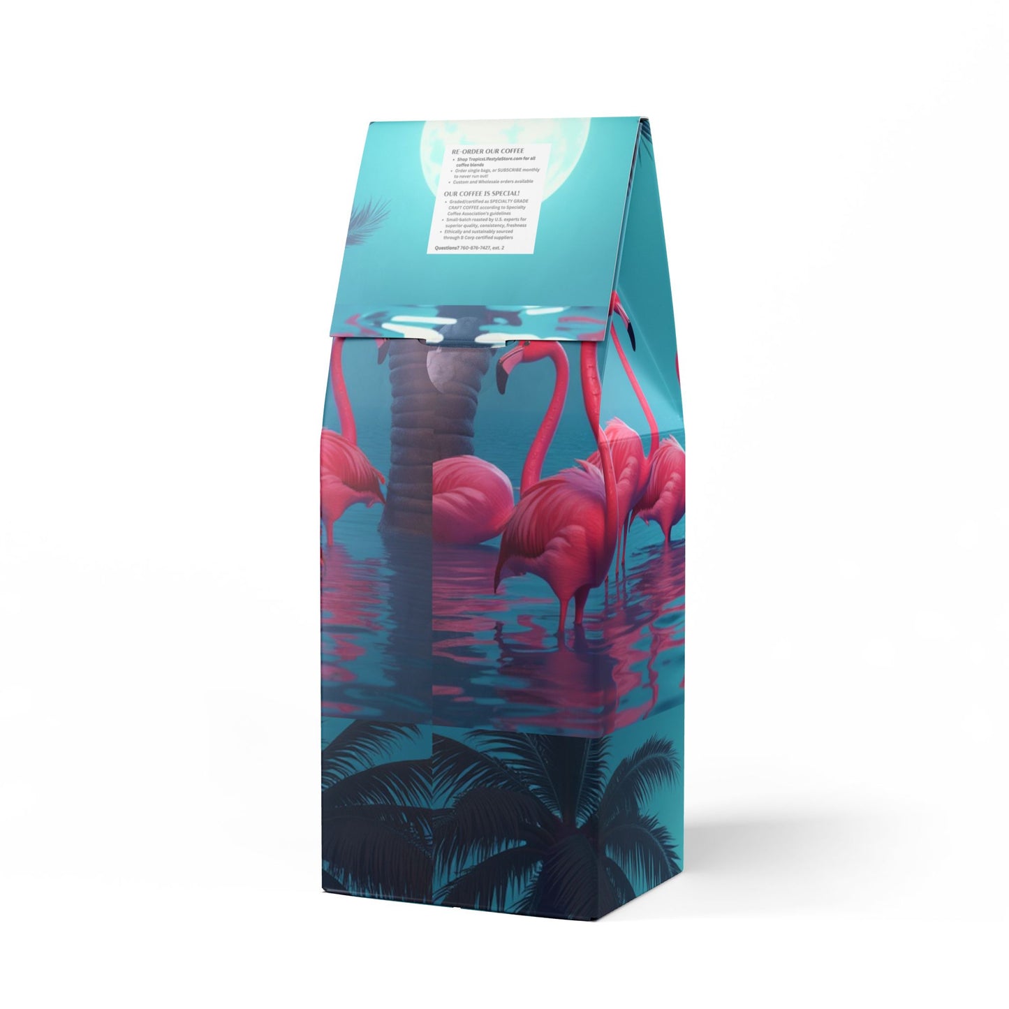 Beach Sunrise Blend™ (Light Roast) Specialty Grade Craft Coffee / Moonlit Mermaid and Flamingos