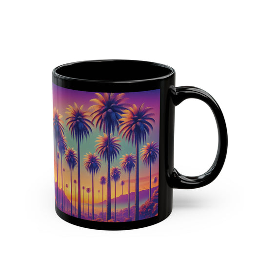 Black Coffee Mug - Sunset Palm Boulevard