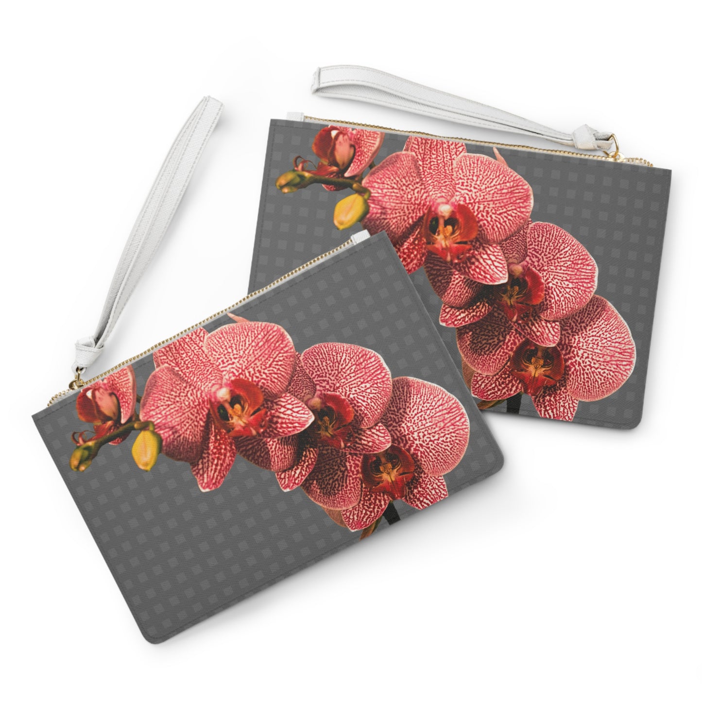 Tropical Faux Leather Clutch Bag - Perfect for Beach Adventures & Summer Vacations / Red Orchid