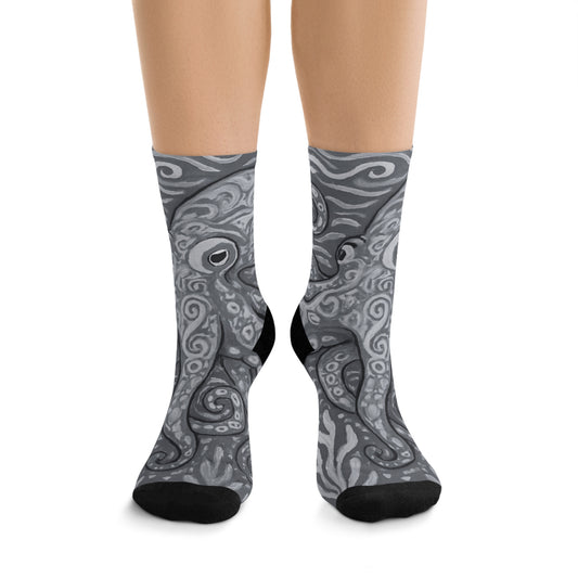 Recycled Poly Socks, Kraken Joe / Noir