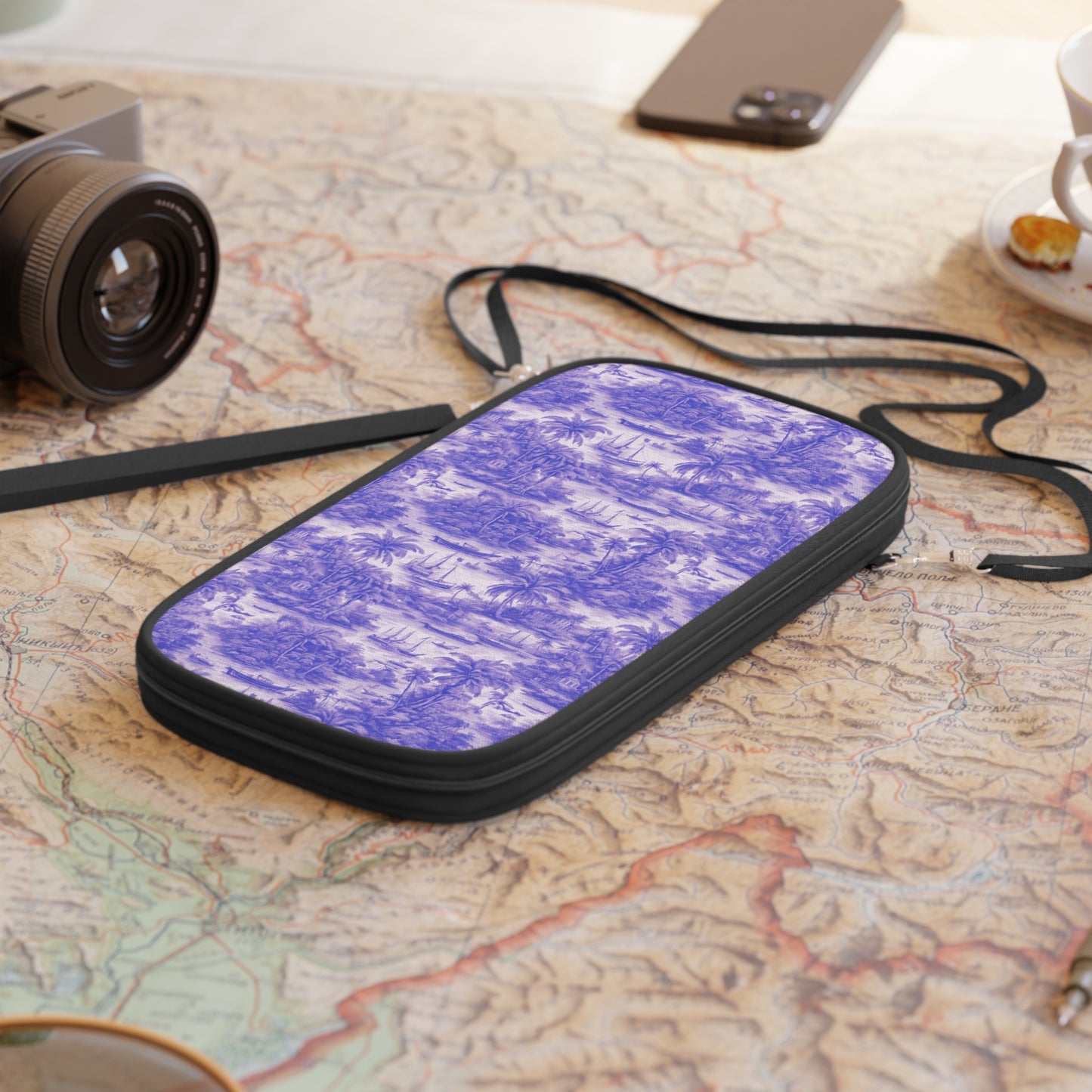 Passport Wallet – Perfect for Travelers & Adventurers / Tropical Toile, Purple