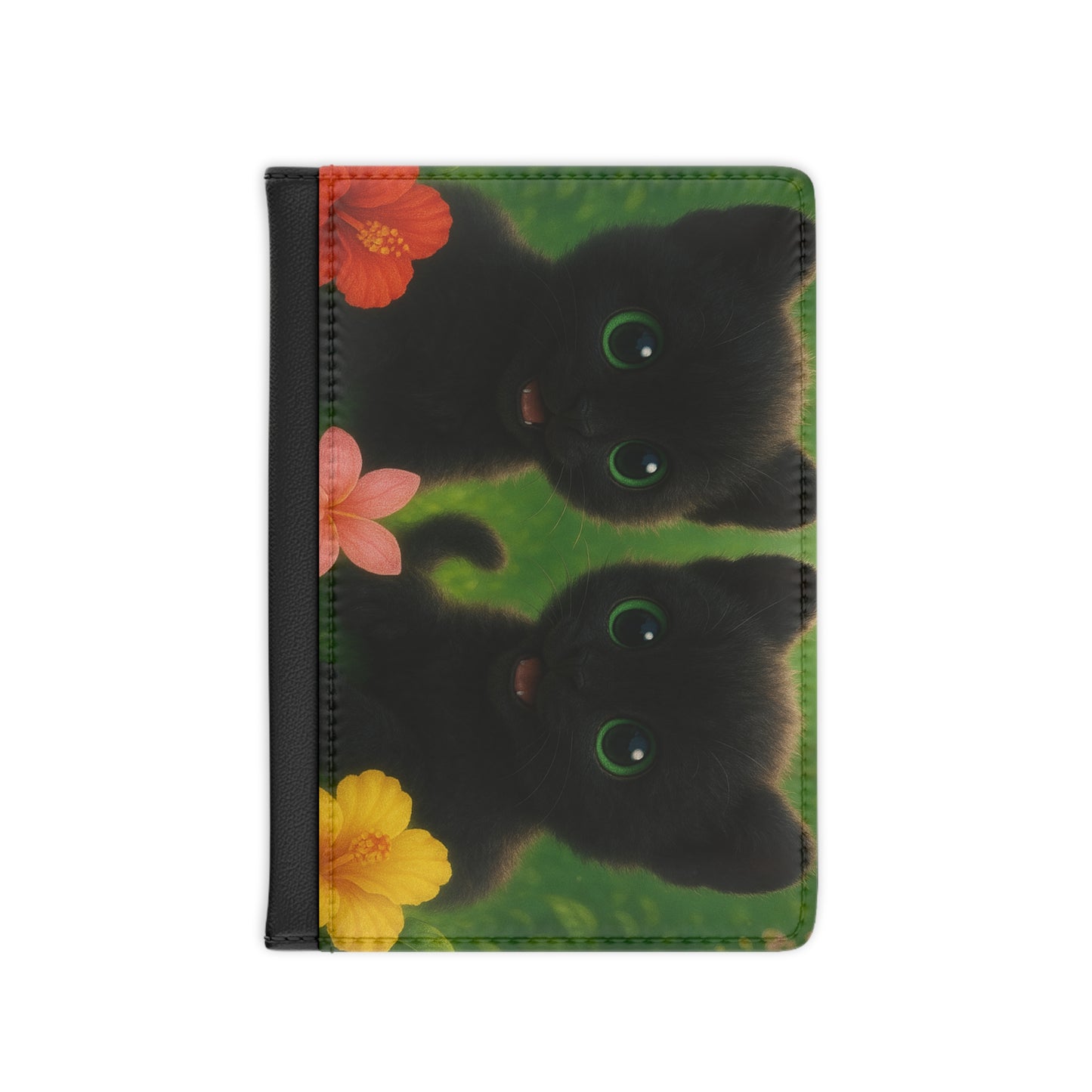 Tropical Passport Cover, Faux Leather - RFID blocking for travel security / Baby Black Panthers