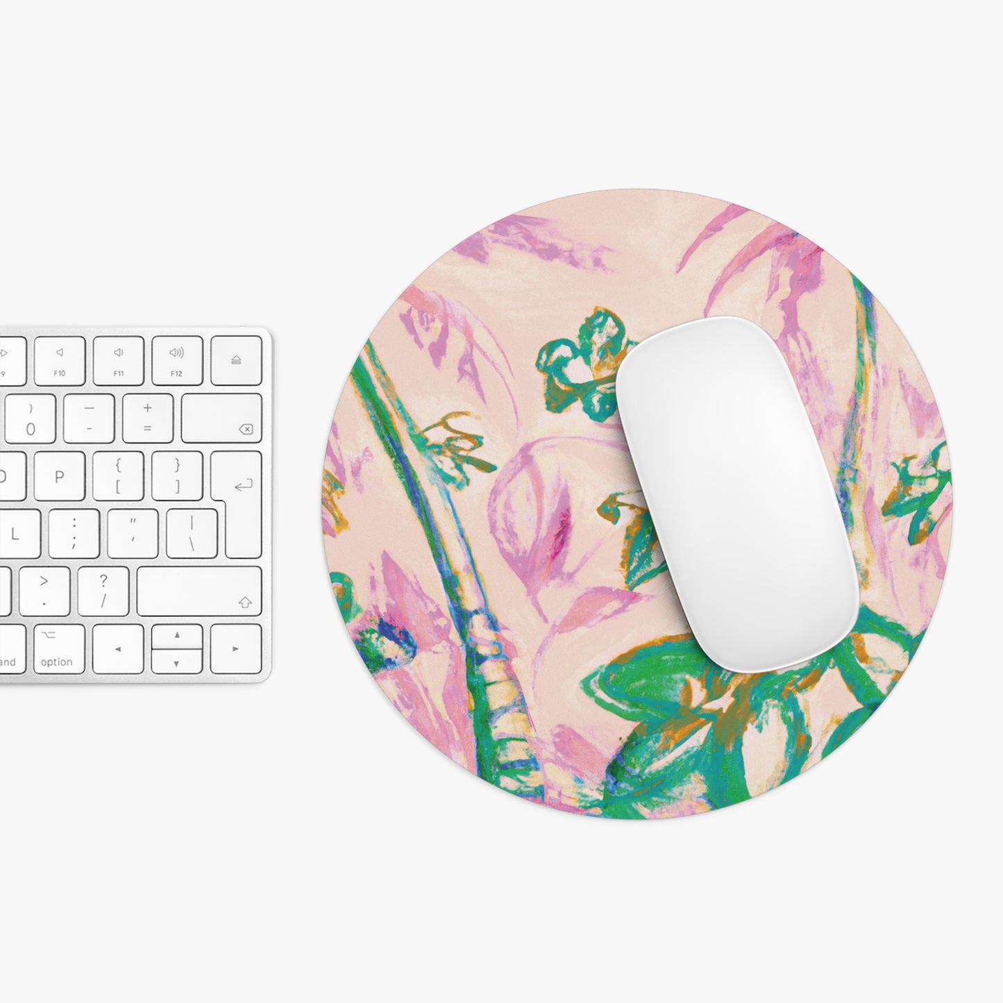 Rainforest Mouse Pad, 2 Shapes - Beach Vibes for Home Office & Gamer / Tropical Doodles, Pink