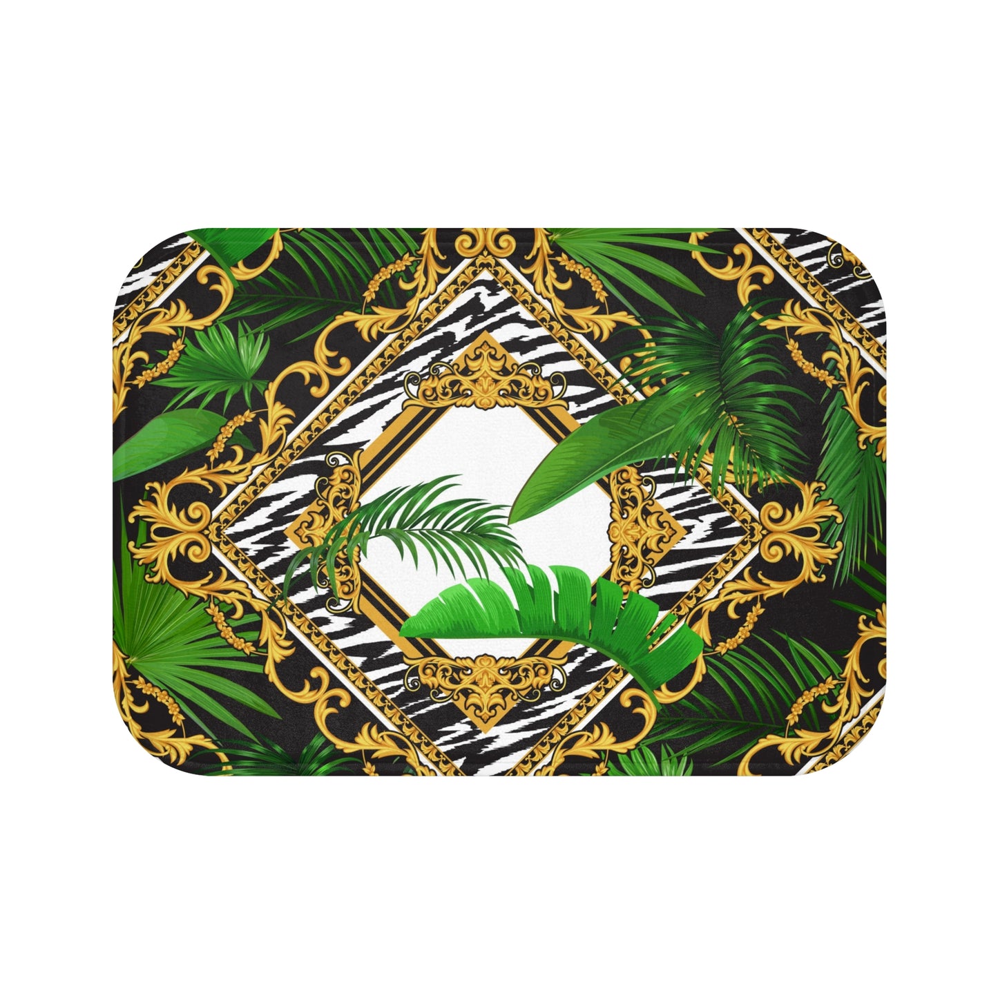 Tropical Bath Mat | Fun and Colorful Bathroom Decor / Jungle Luxe, White