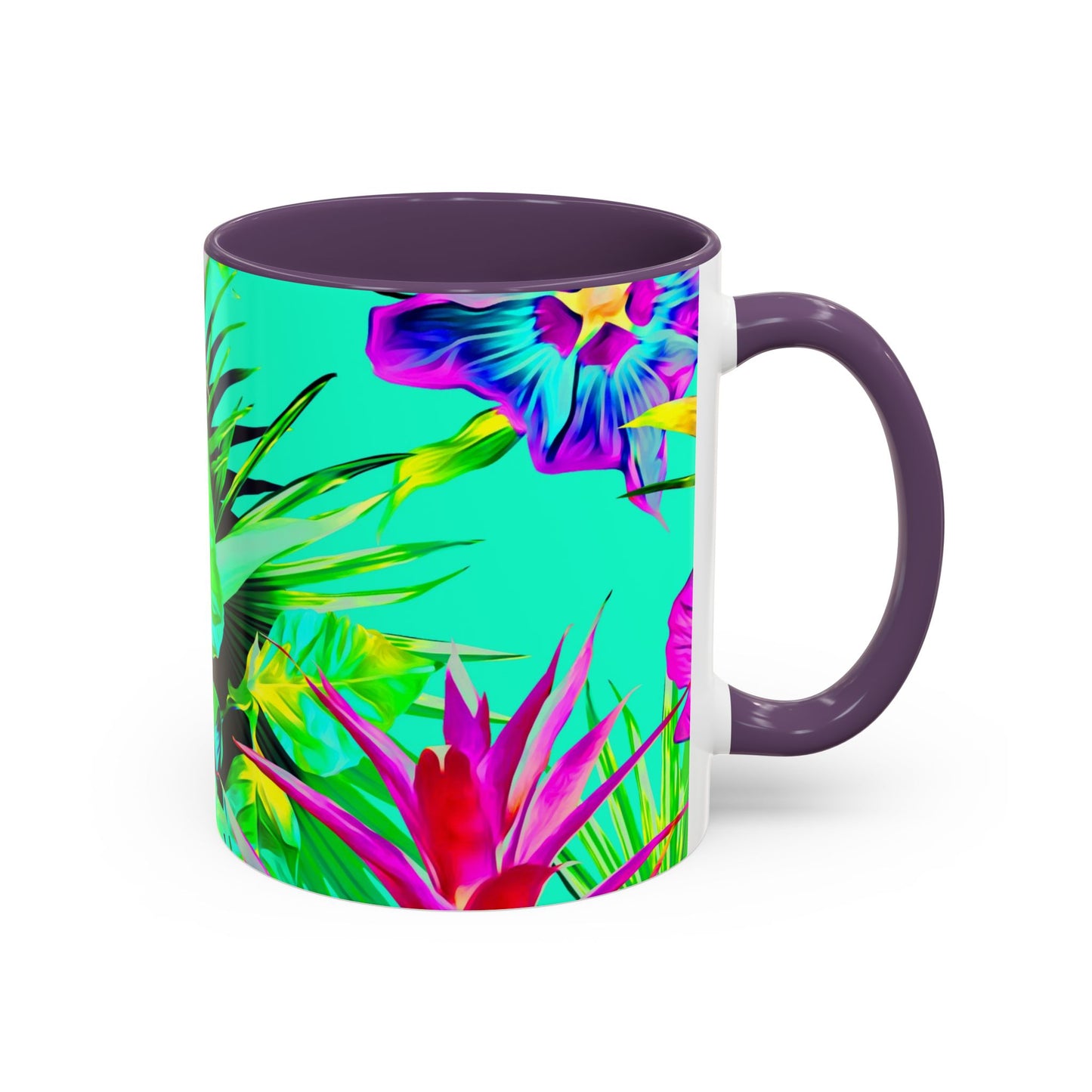 Accent Coffee Mug (11, 15oz), Plant Palooza, turquoise / Various Colors