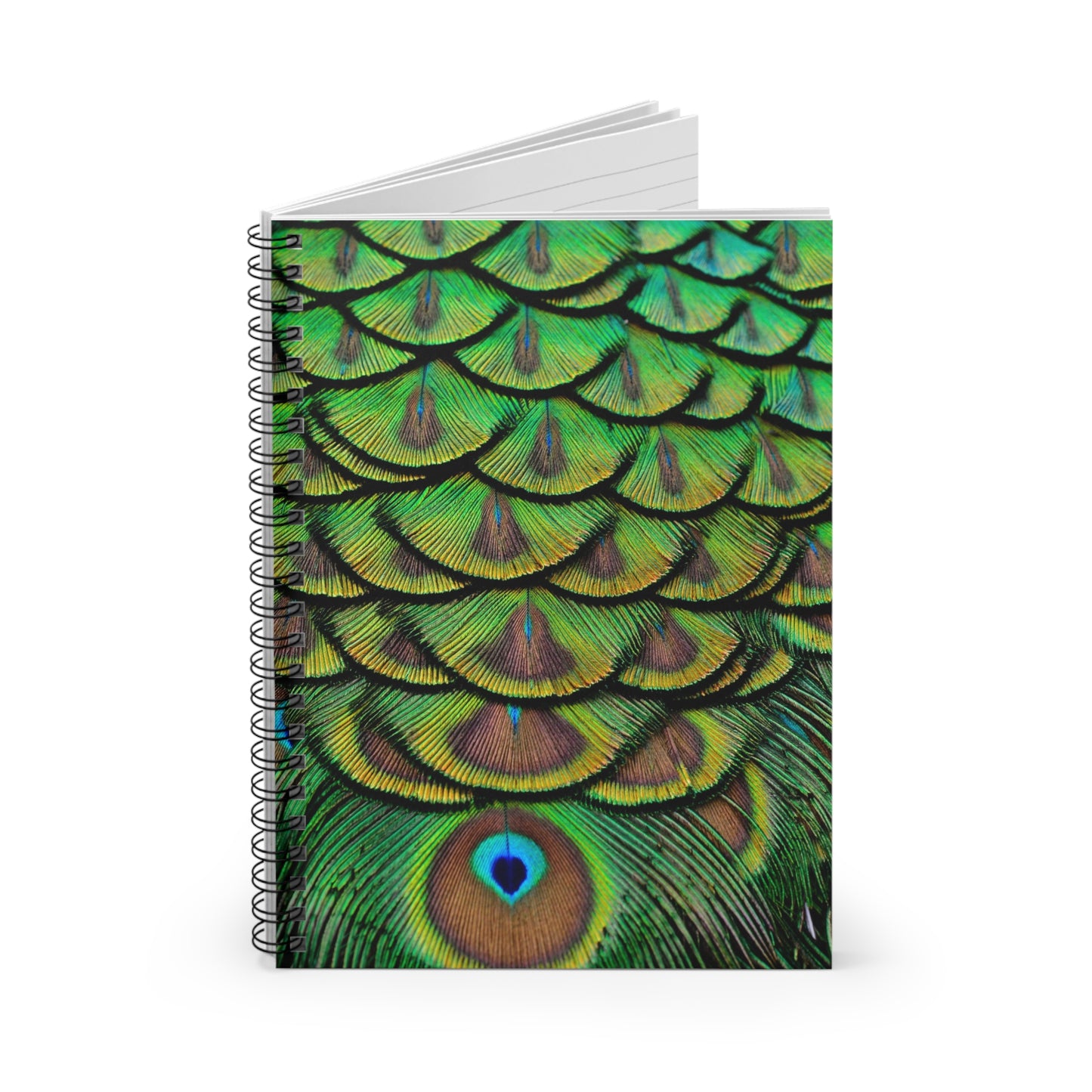 Spiral Notebook - Brilliant Green Peacock Feathers