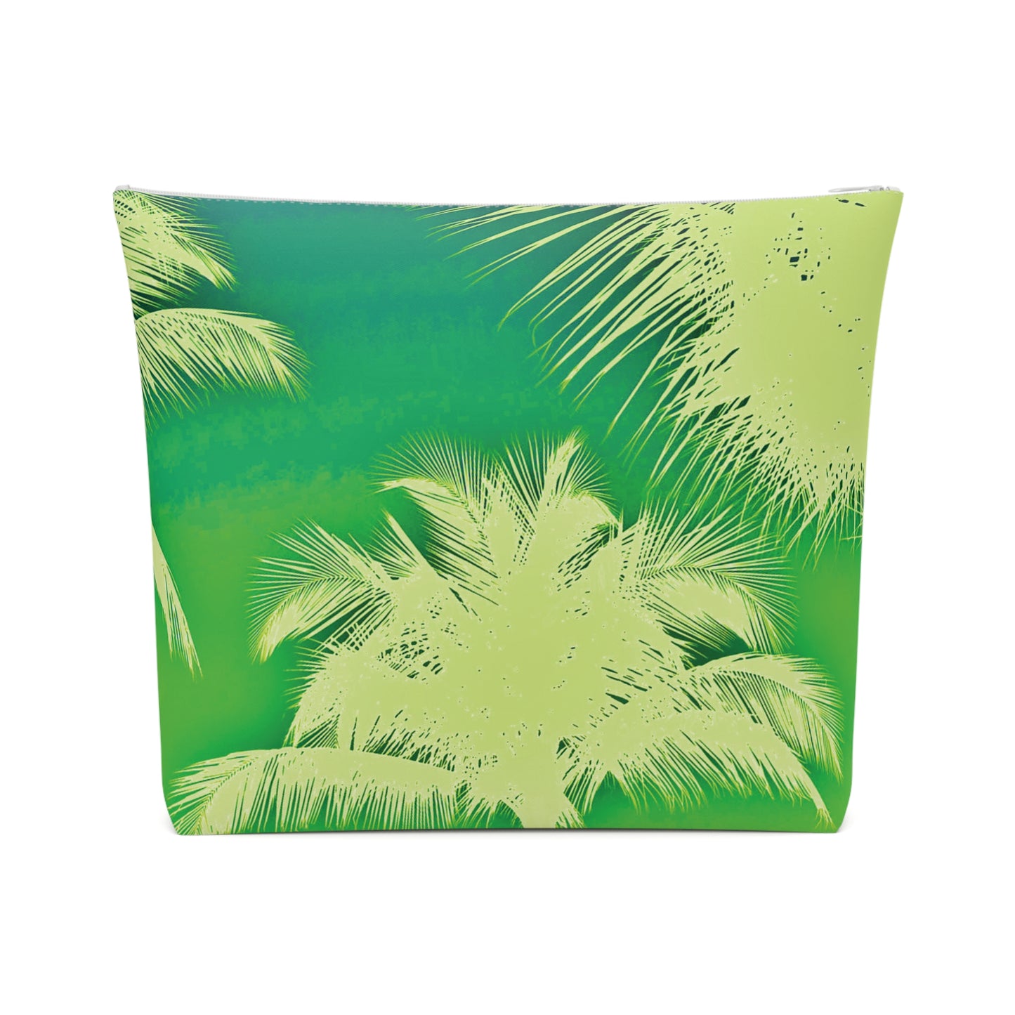 Tropical Cotton Cosmetic Bag, Makeup Pouch, 5 Sizes / Palm Glow, Green
