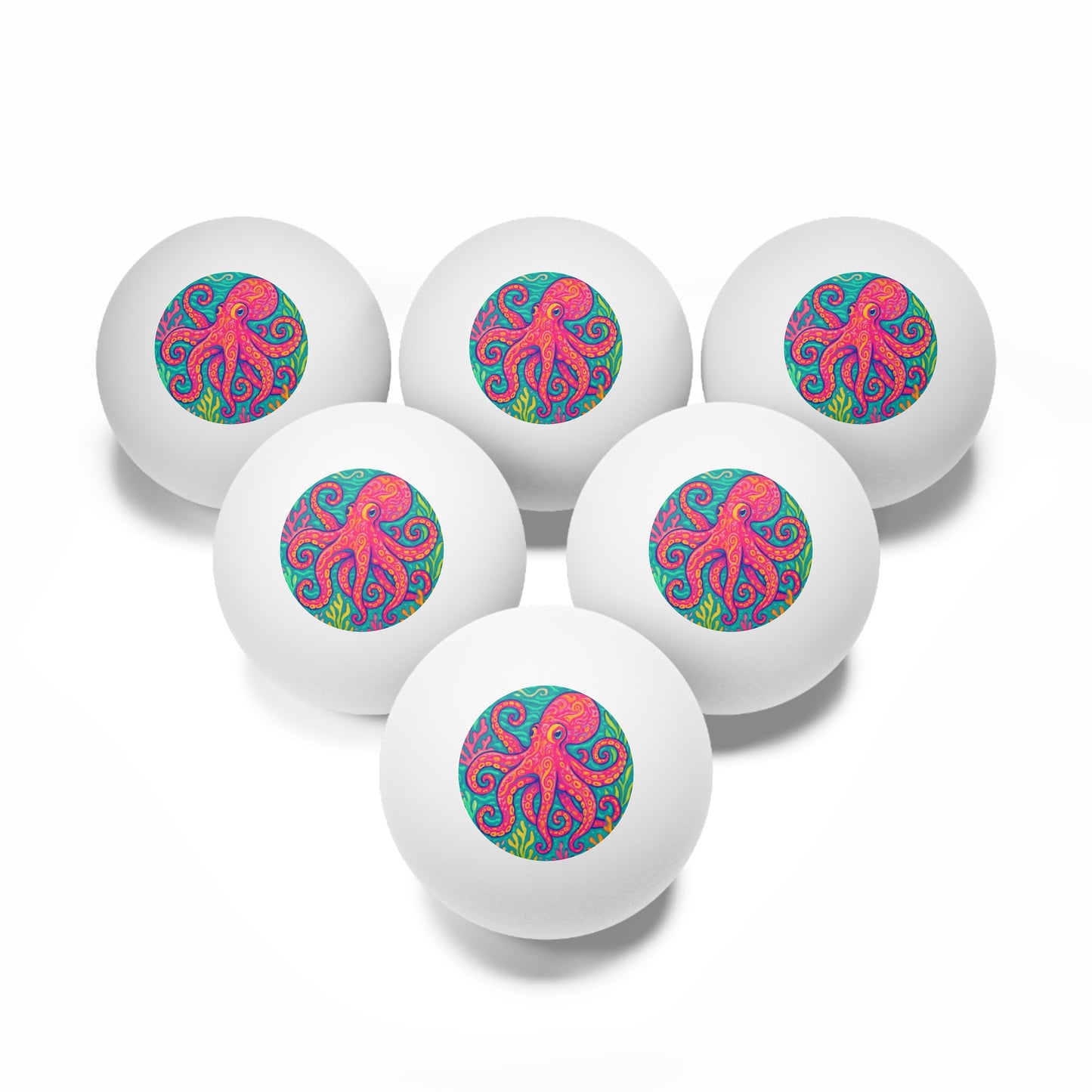 Tropical Paradise Ping Pong Balls - 6 Pack with Red Kraken Joe