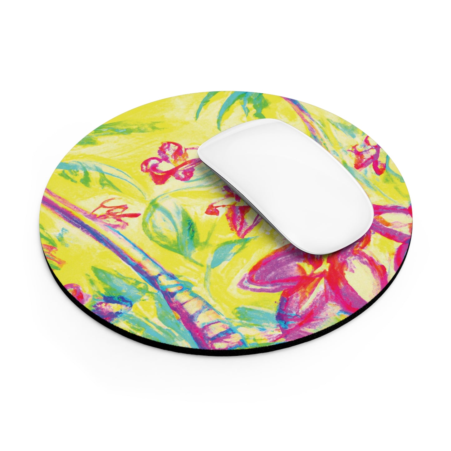 Rainforest Mouse Pad, 2 Shapes - Beach Vibes for Home Office & Gamer / Tropical Doodles, Yellow