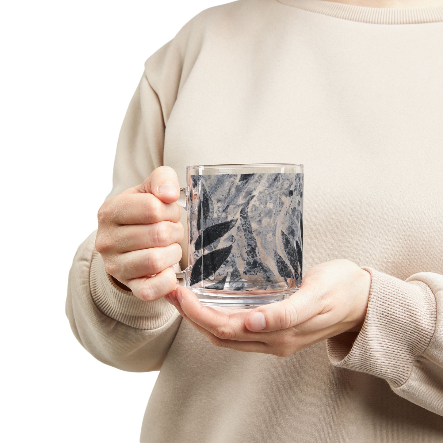 Tropical Glass Mug - 10oz Coffee Cup / Amazon Whimsy, Noir