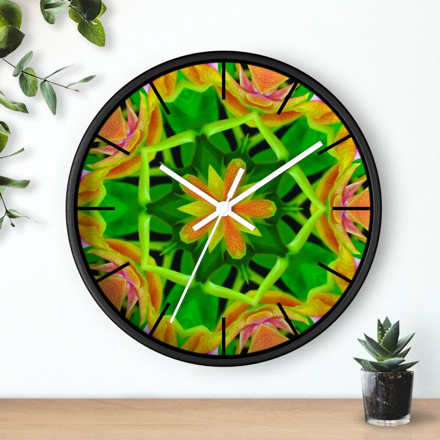 Wall Clock, Orchid Kaleidoscope #2, Hands/Base Variants