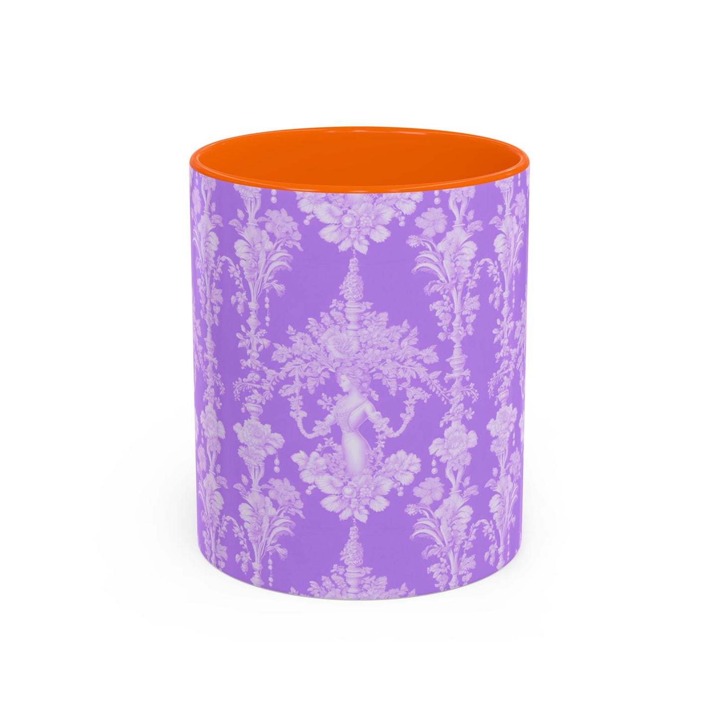 Accent Coffee Mug (11, 15oz), Pearl Lady Toile/Lavender Repeat, Various Colors