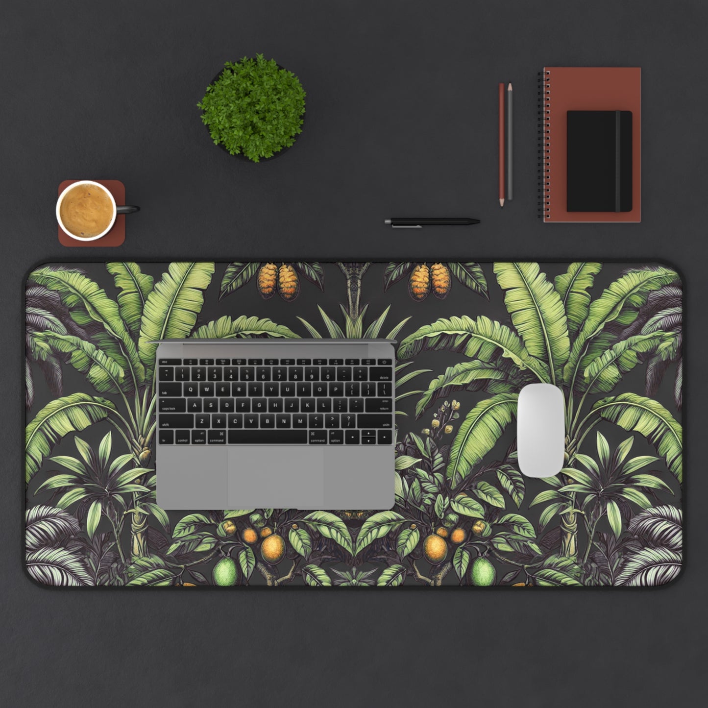 Tropical Mouse Pad/Desk Mat, 3 Sizes - Perfect for Home Office / Tropical Fruit, Black