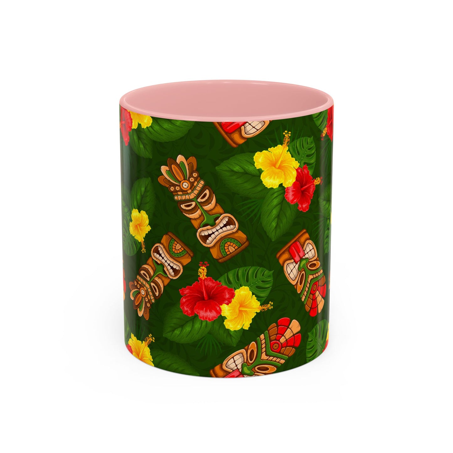 Accent Coffee Mug (11, 15oz), 8 Colors - Tiki Hibiscus Garden