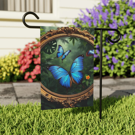 Tropical Garden Flag - Perfect for Outdoor Decor / Framed Monarch Butterflies