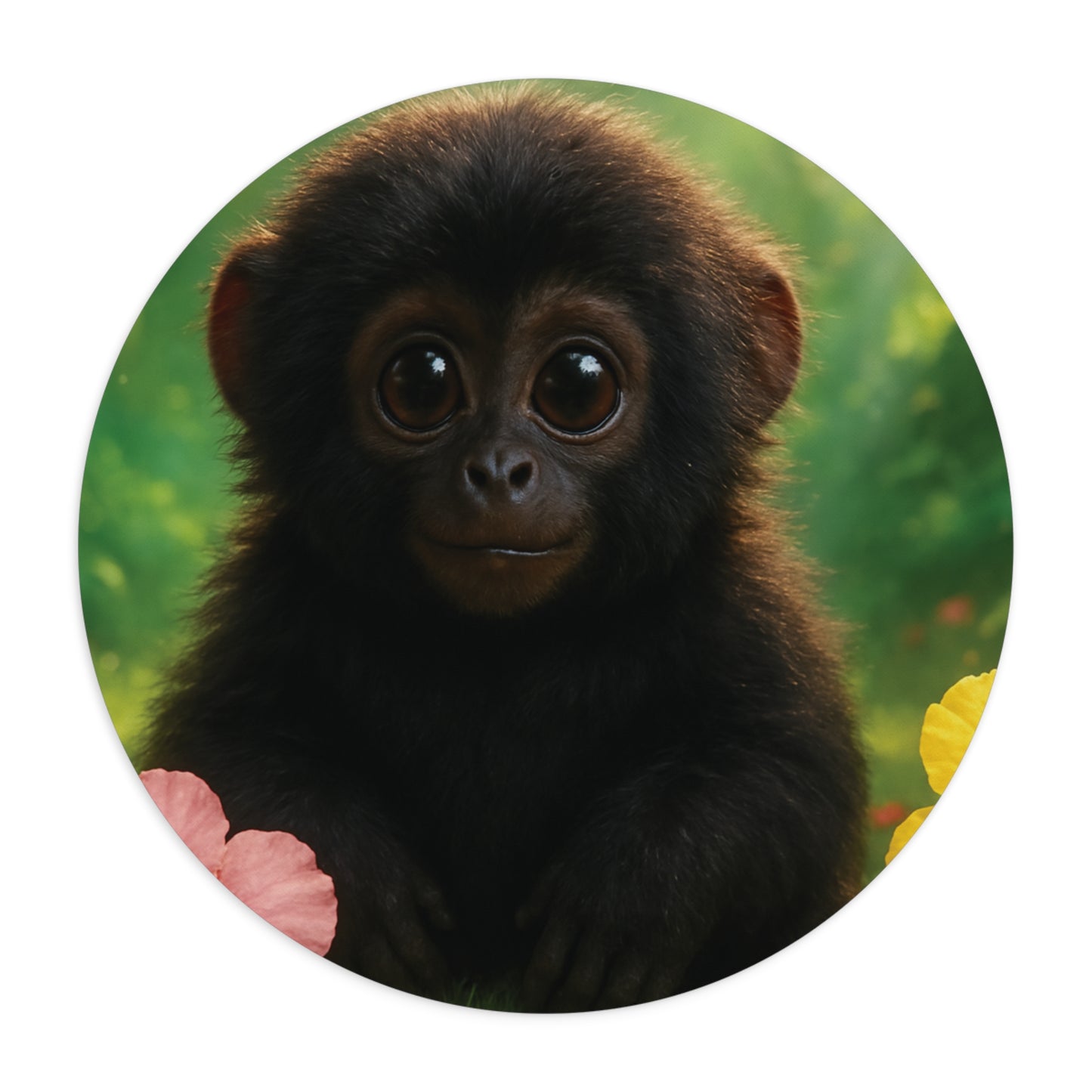 Tropical Mouse Pad, 2 Shapes - Beach Vibes for Home Office & Gamer / Baby Black Howler Monkey