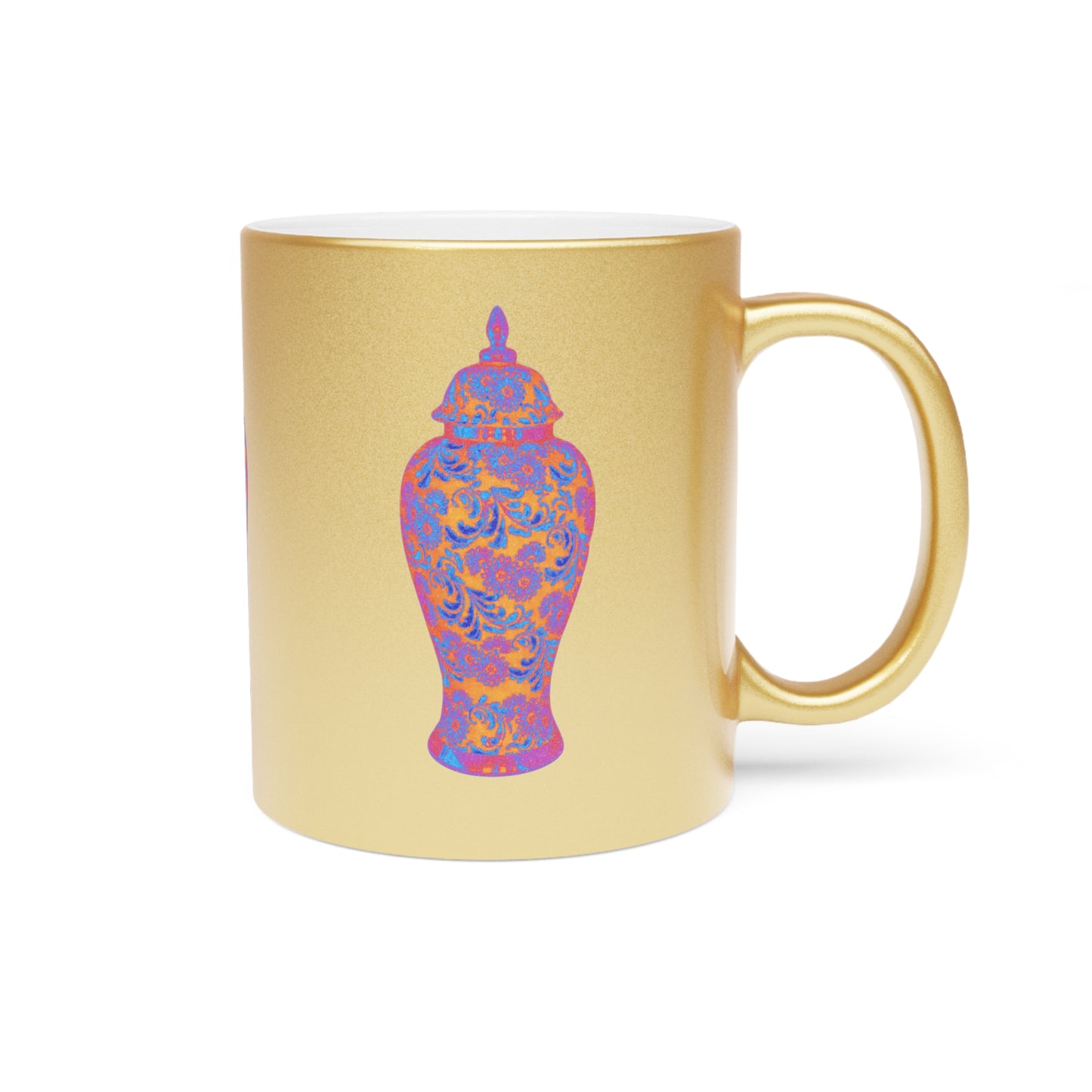 Colorful Tropical Design Metallic Mug, Gold or Silver - Heatwave Ginger Jar