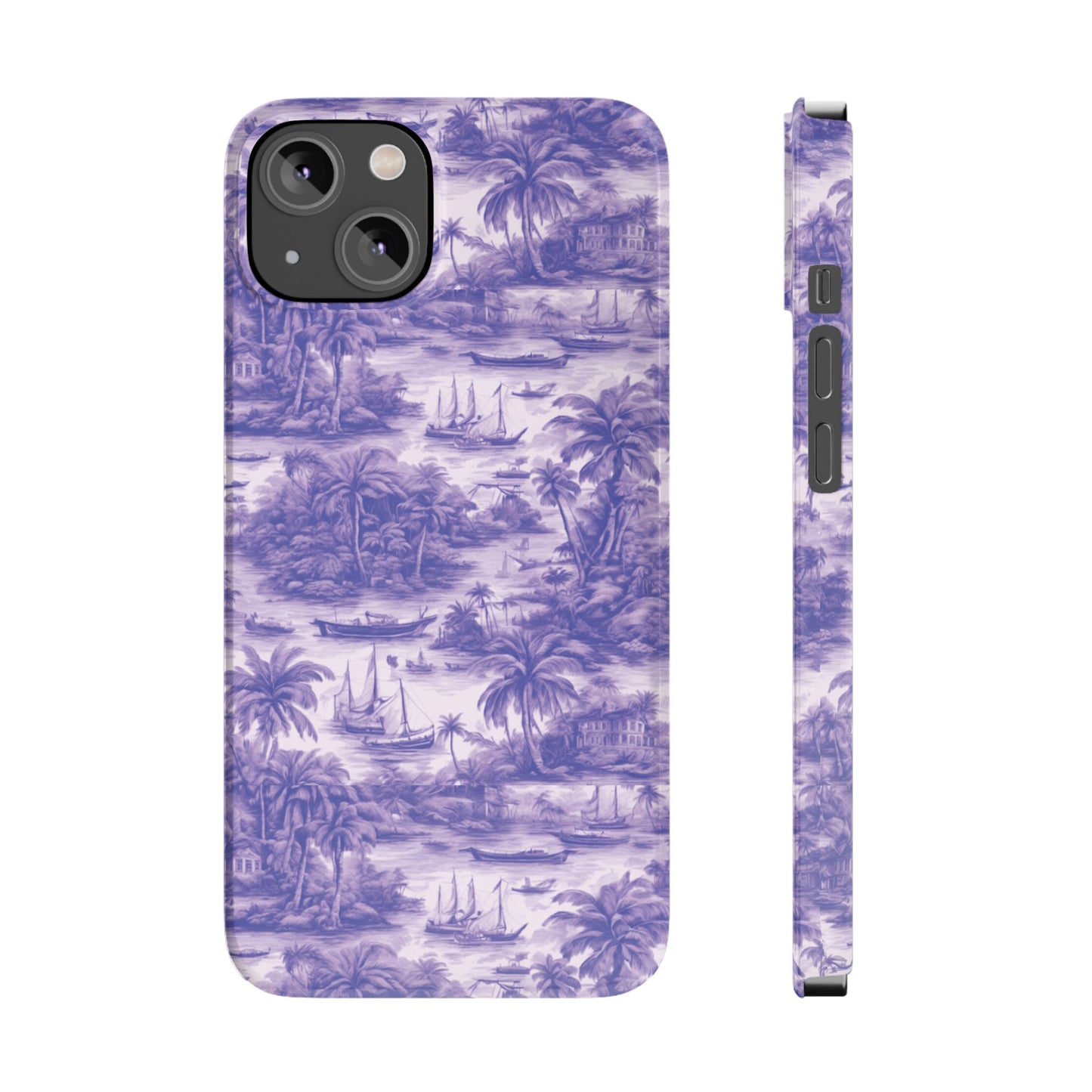 Slim Phone Cases - Tropical Toile #1, purple