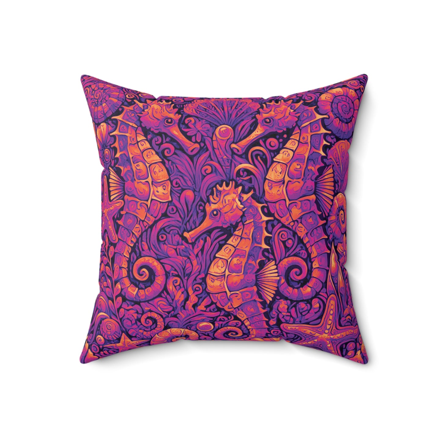 Decorative Pillow - Accent Cushion, 4 Sizes / Seahorse Trio, Pop