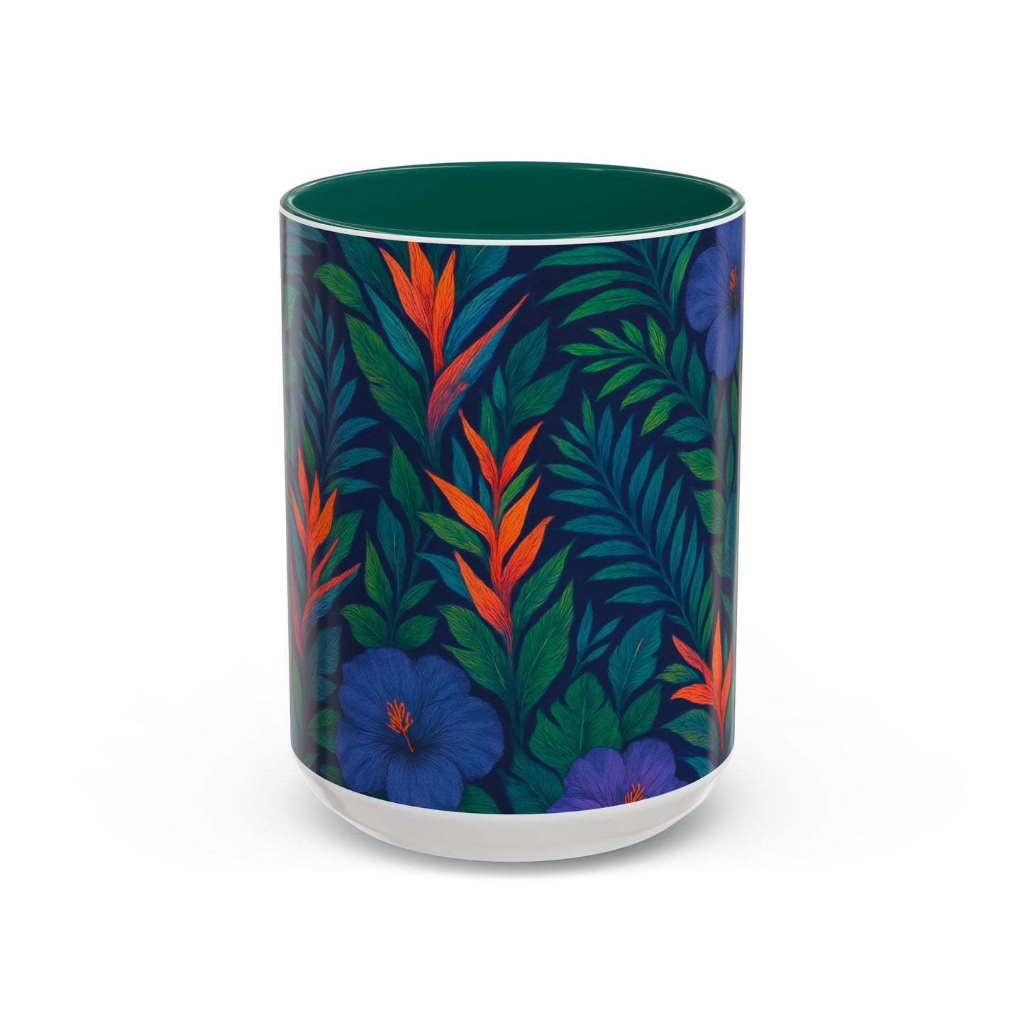 Vibrant Floral Coffee Mug - 11oz & 15oz / Midnight Flower Coral