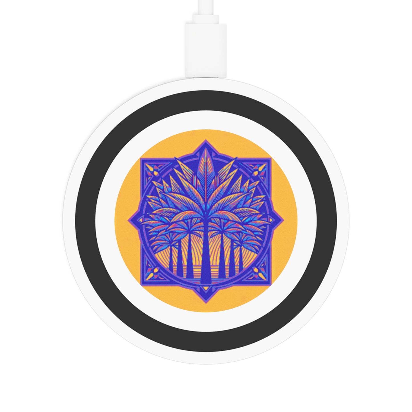 Quake Wireless Charging Pad - Deco Palm Trees, Purple/Orange