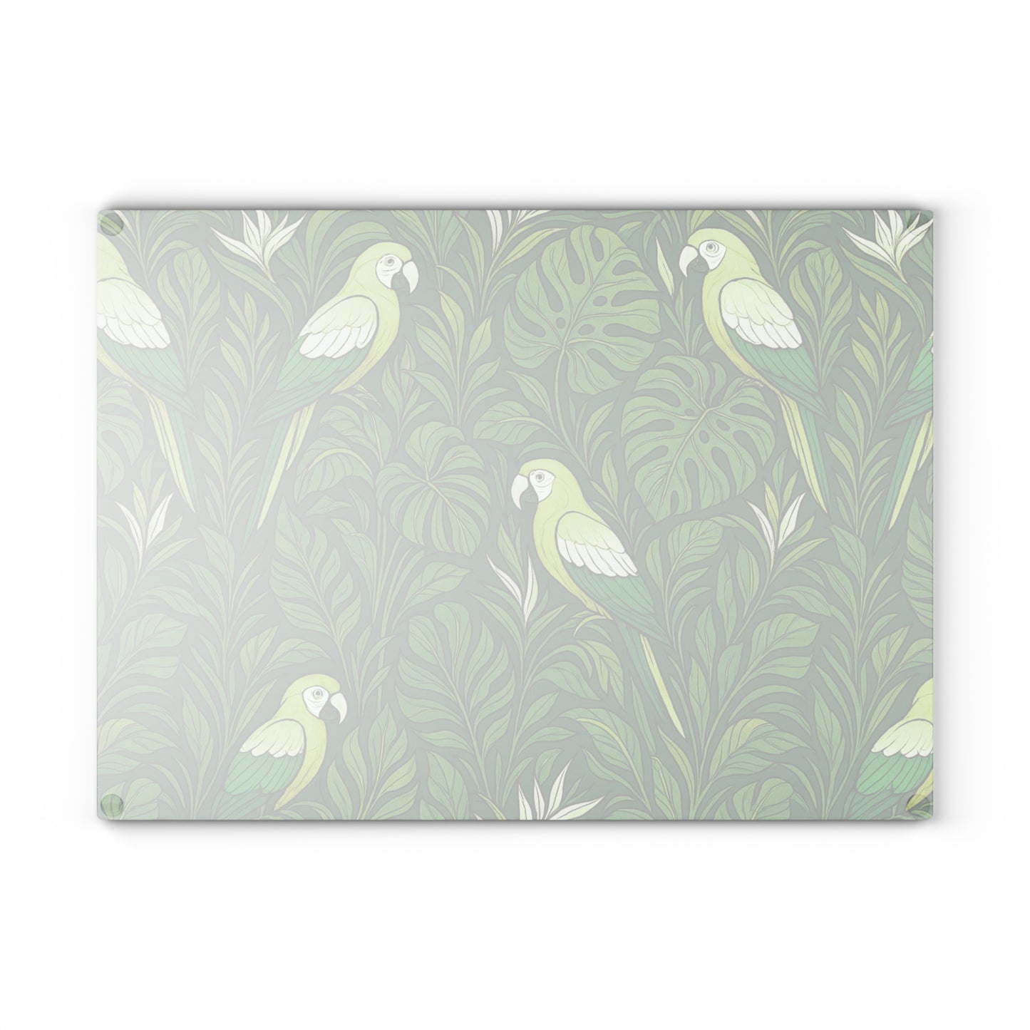 Glass Cutting Board, 2 sizes - Parrot Family, Lime