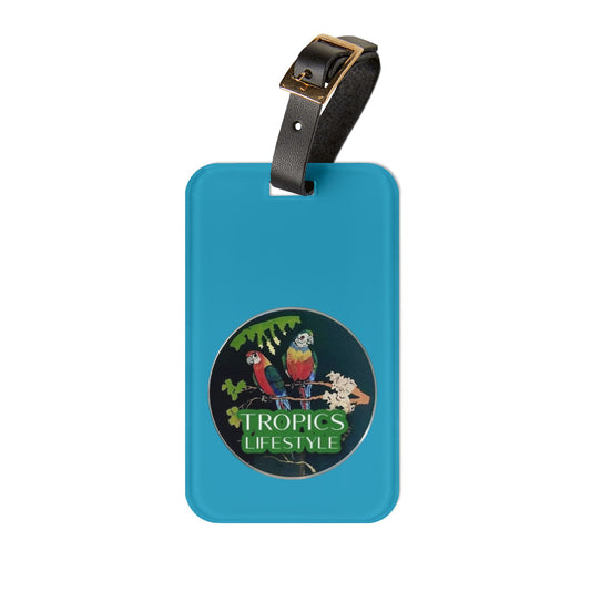 Luggage Tag - Two Brazilian Parrots, turquoise