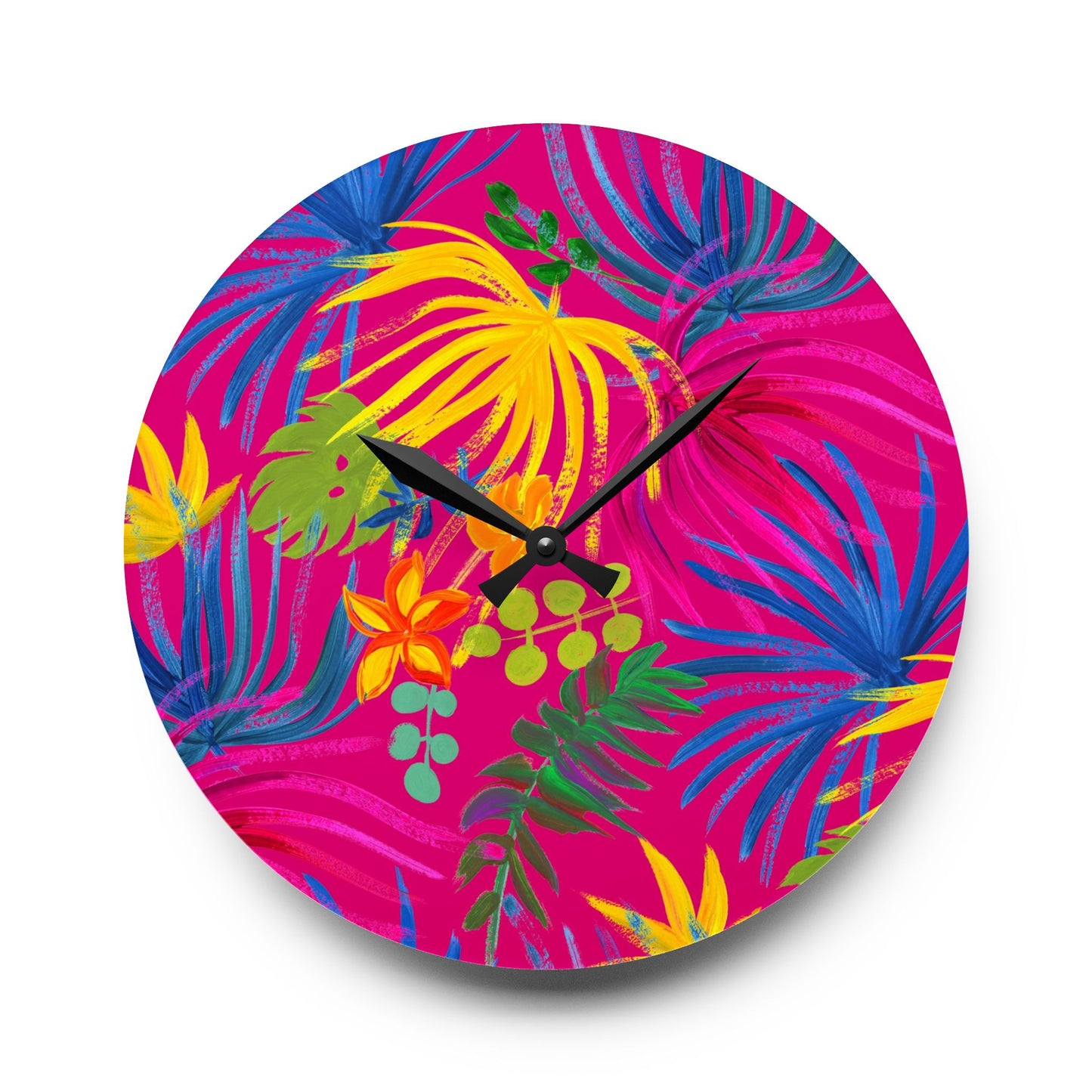 Acrylic Wall Clock, Exotic Flora