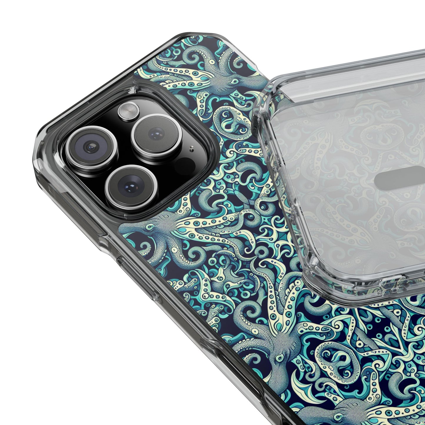 Twisted Aqua Octopus Magnetic Clear Phone Case, Many Models