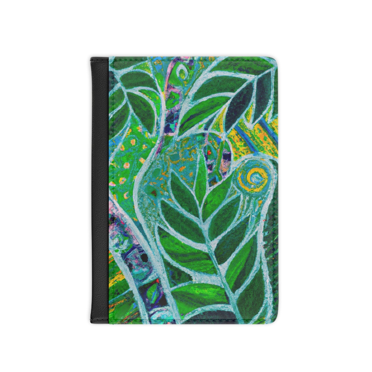 Tropical Passport Cover, Faux Leather - RFID blocking for travel security / Amaon Whimsy, Green