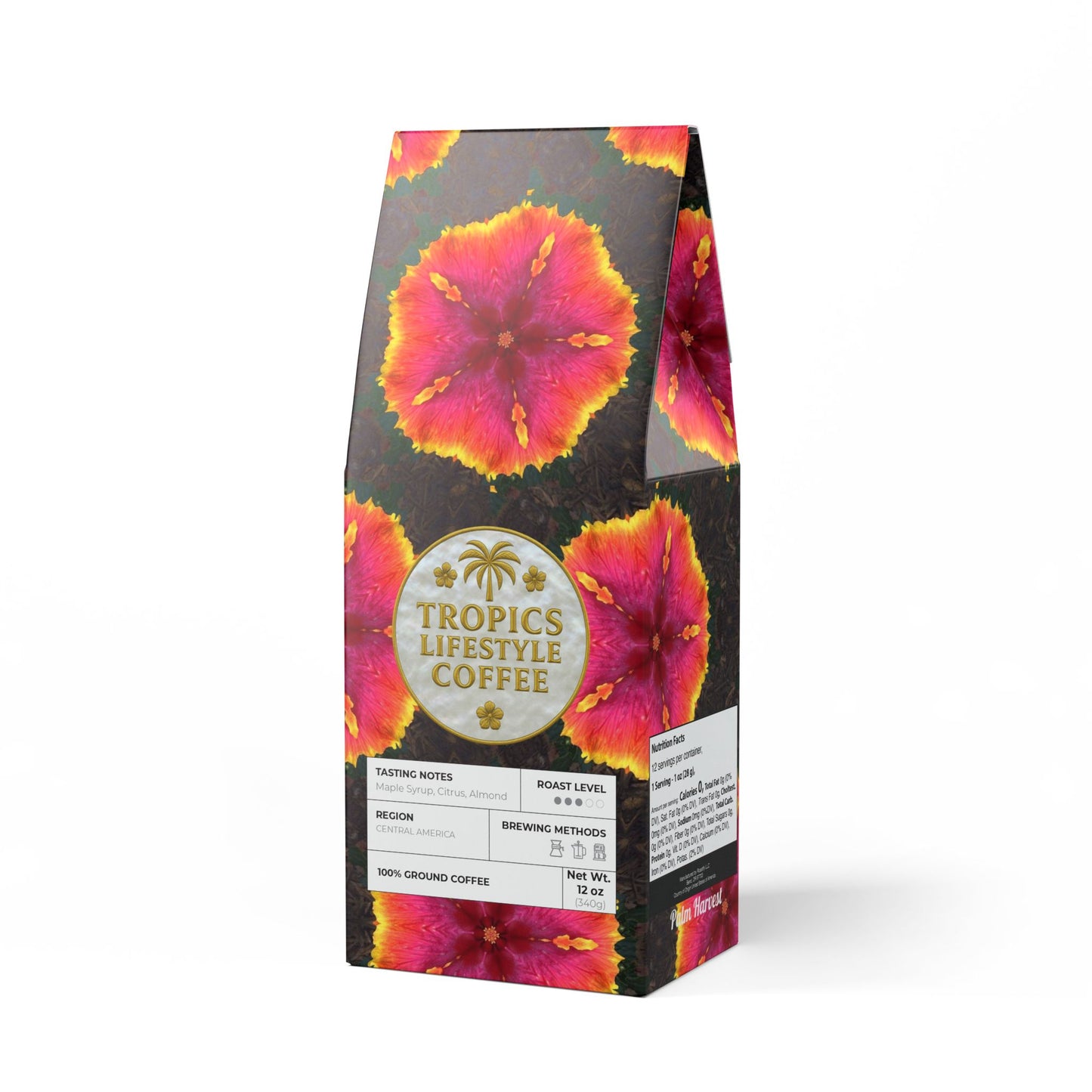 Palm Harvest Blend™ (Medium Roast) Specialty Grade Craft Coffee / Hibiscus Kaleido