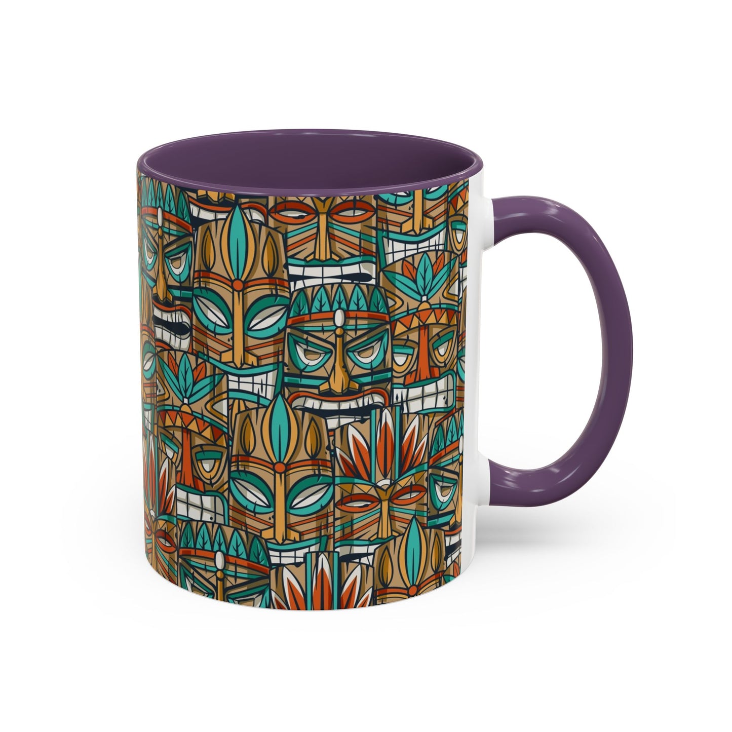 Accent Coffee Mug (11, 15oz), 8 Colors - Turquoise Tiki Party