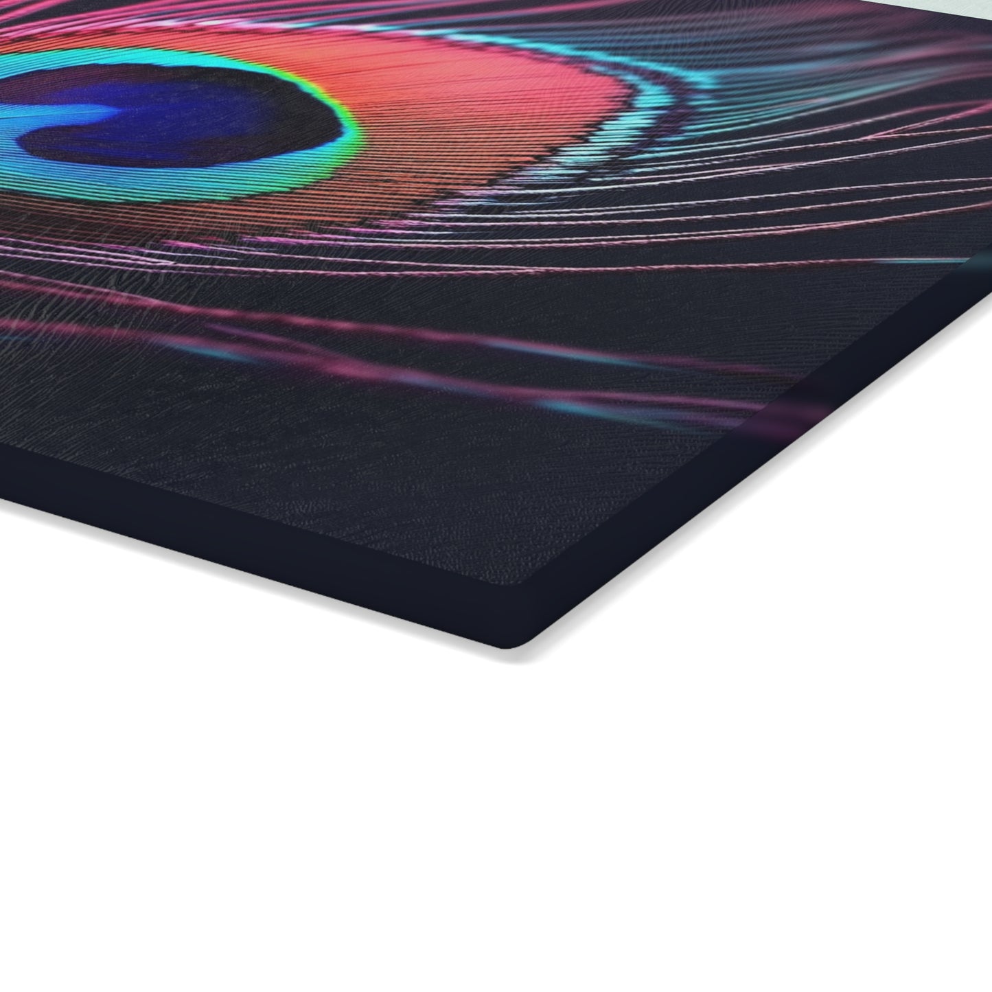 Glass Cutting Board, 2 sizes - Peacock Eye Feather, Magenta